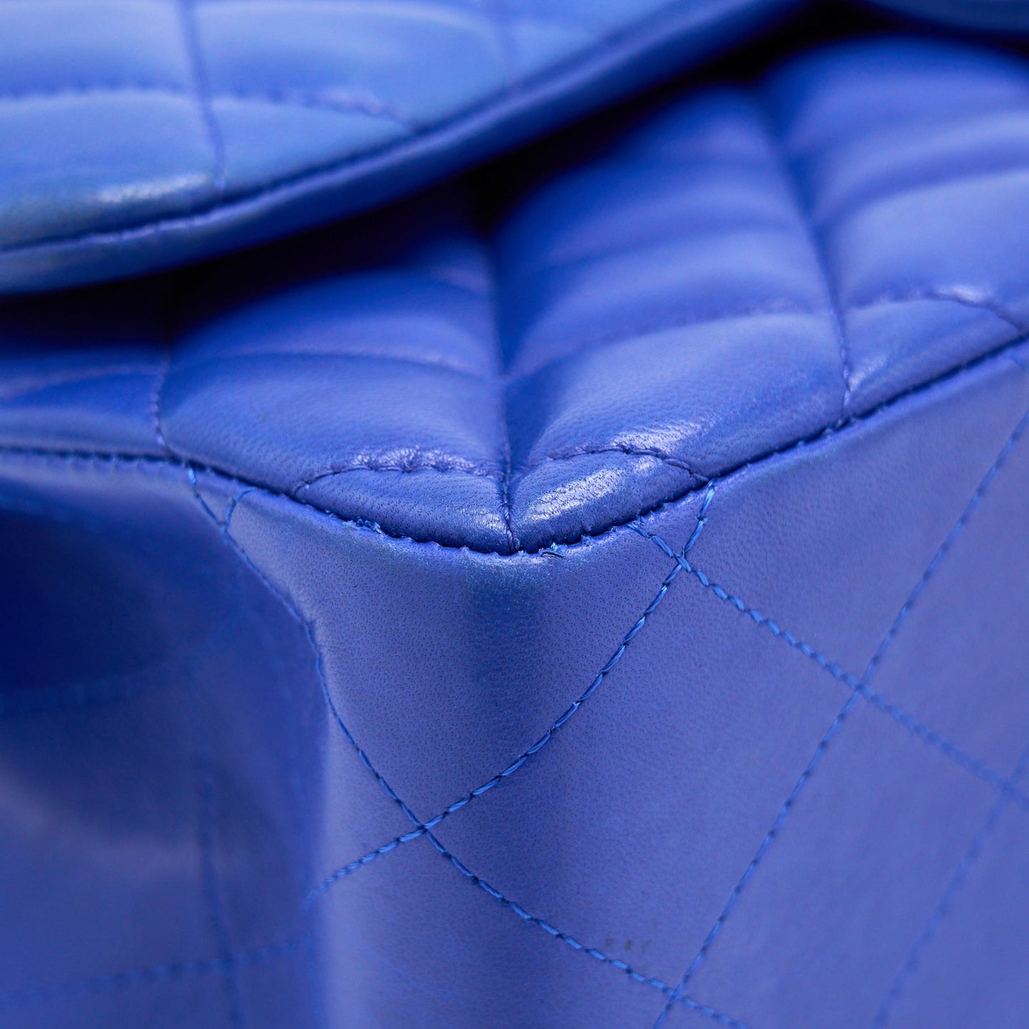 Chanel Jumbo Classic Double Flap Bag Lambskin Blue Brushed
