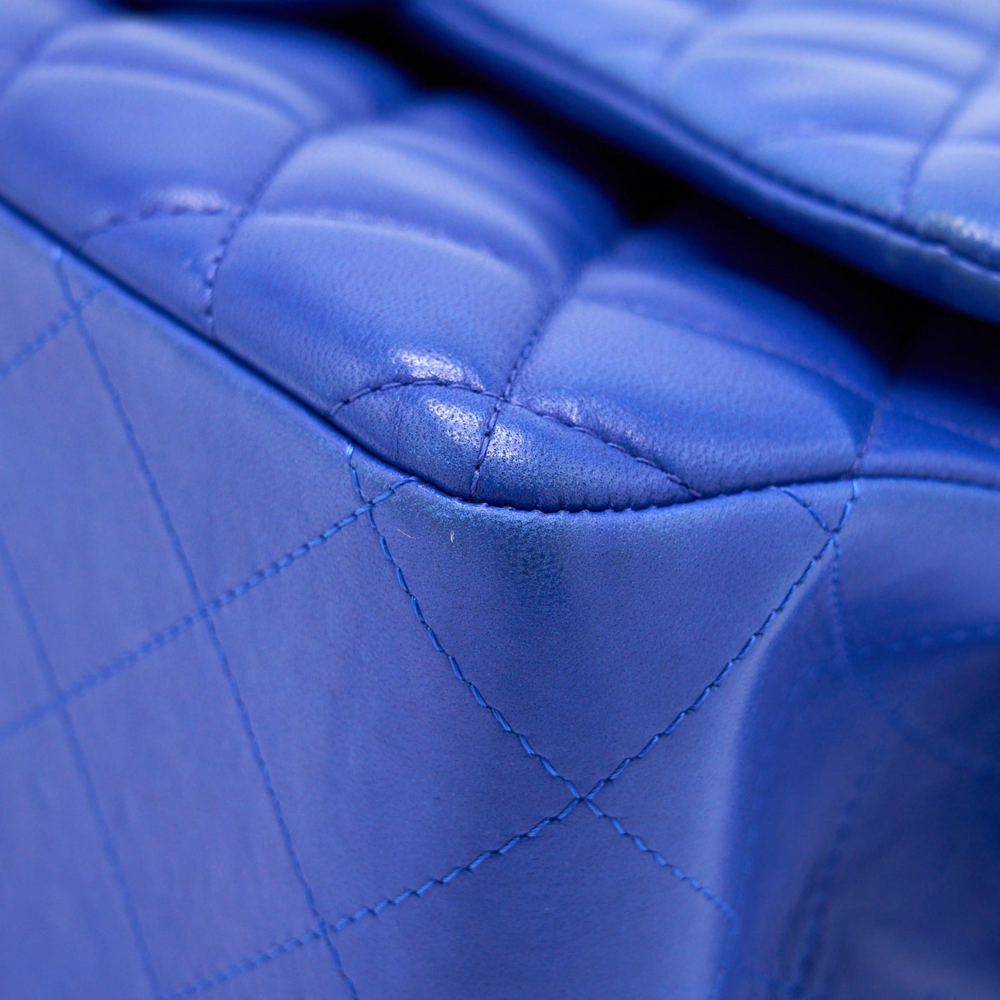 Chanel Jumbo Classic Double Flap Bag Lambskin Blue Brushed
