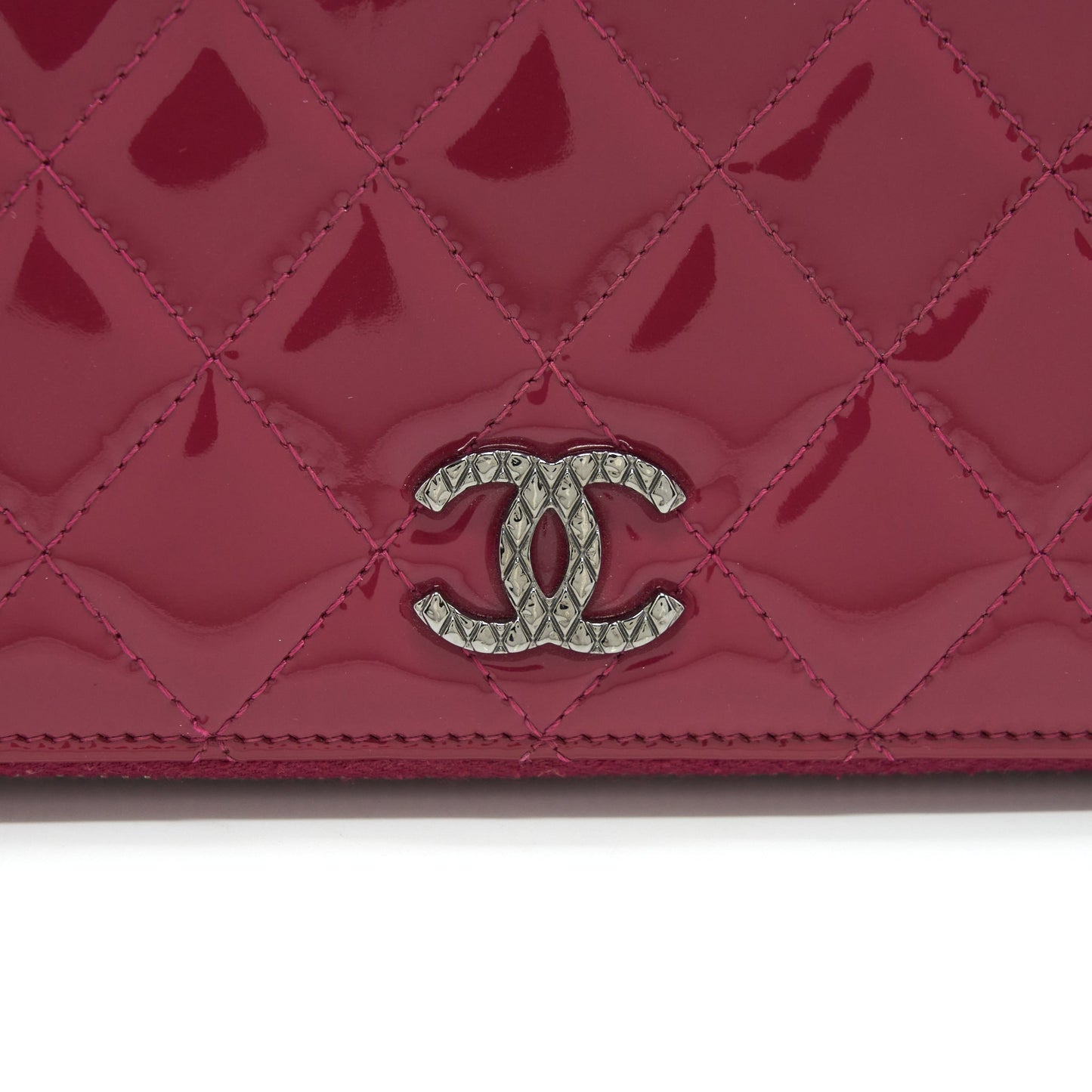 Chanel Long Zip Wallet Patent Fuchsia