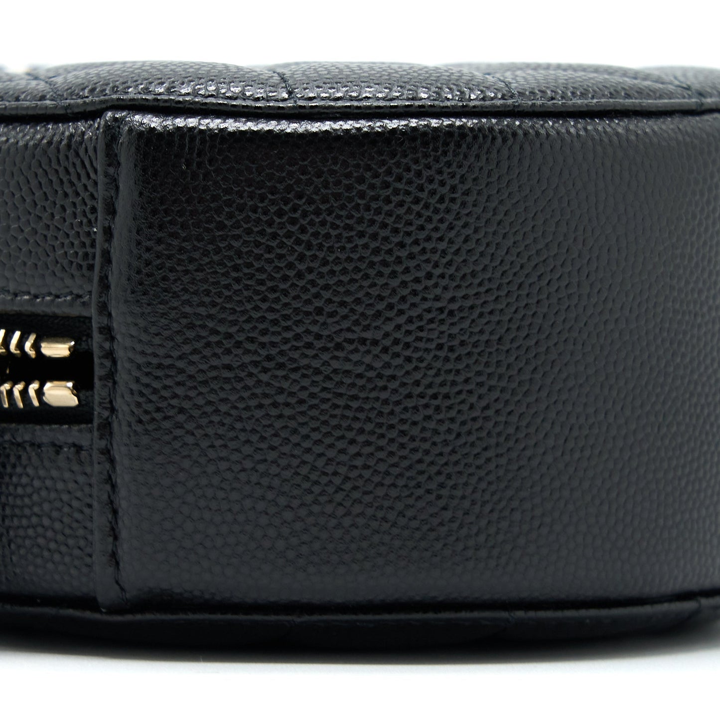 Chanel Crystal CC Logo Round Clutch with Chain Caviar Black L