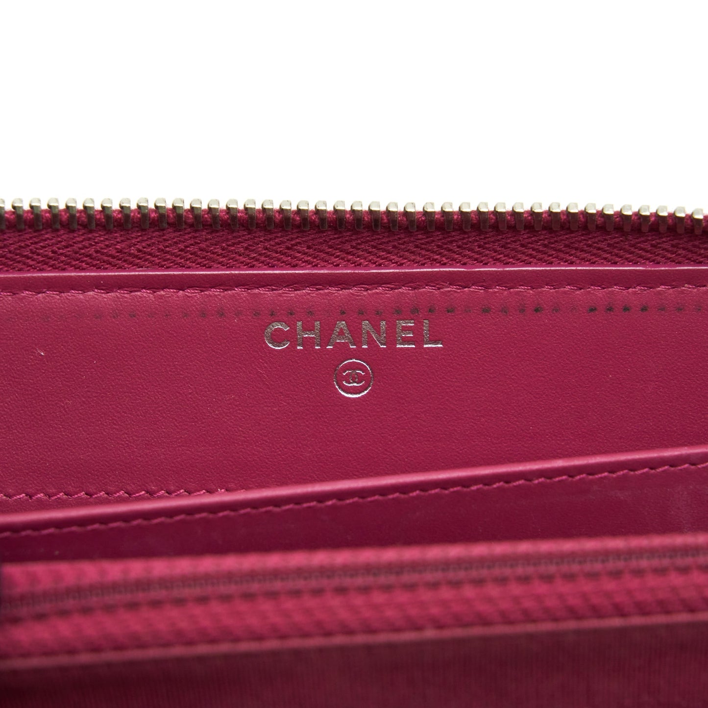 Chanel Long Zip Wallet Patent Fuchsia