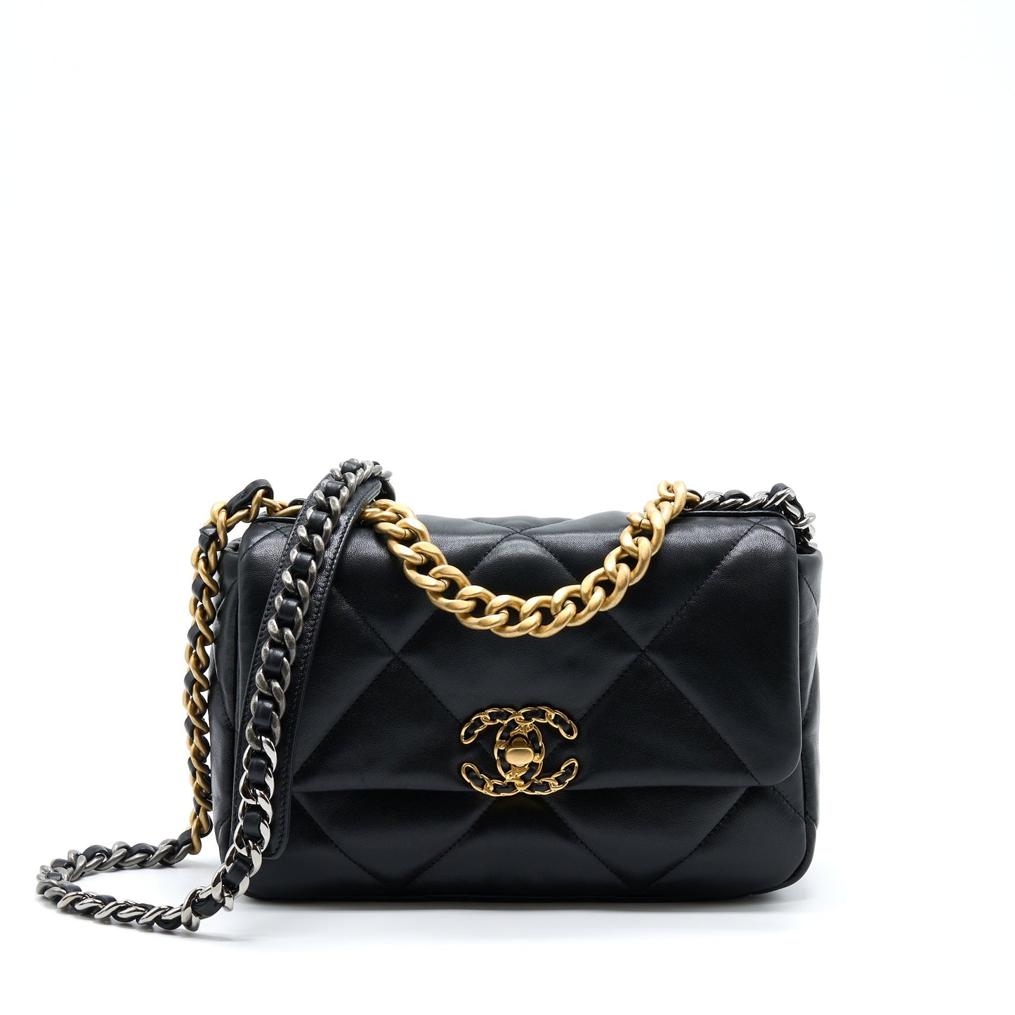 Chanel Small 19 Bag Lambskin Black With Multicolour Hardware