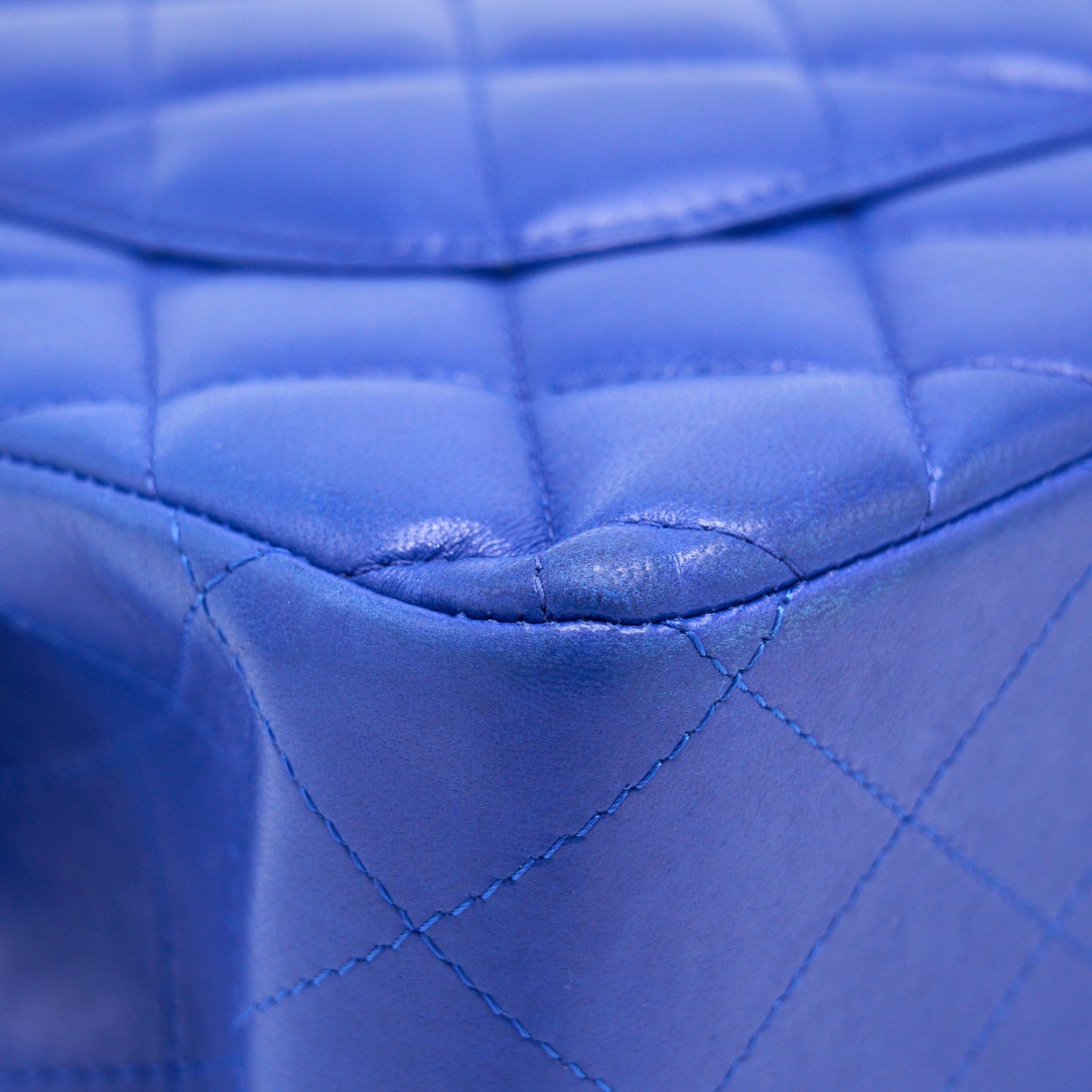 Chanel Jumbo Classic Double Flap Bag Lambskin Blue Brushed