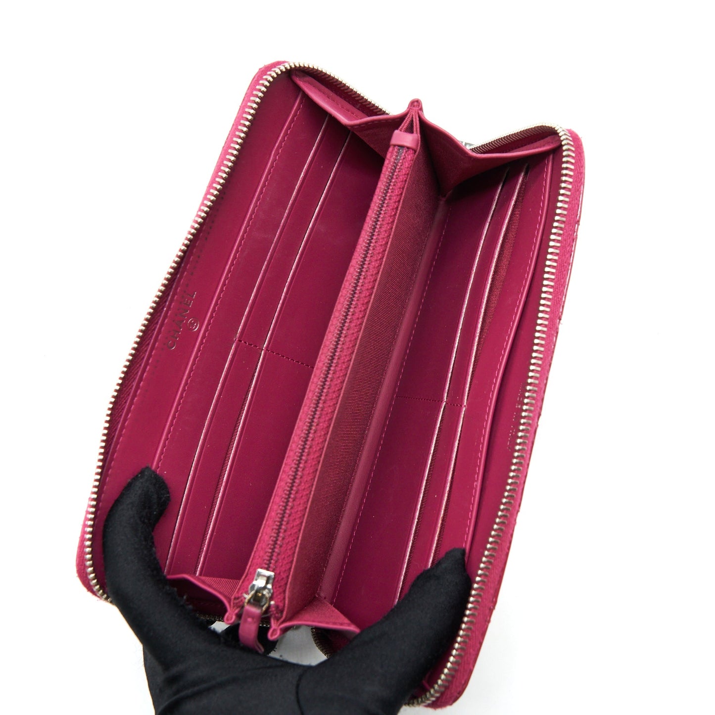 Chanel Long Zip Wallet Patent Fuchsia