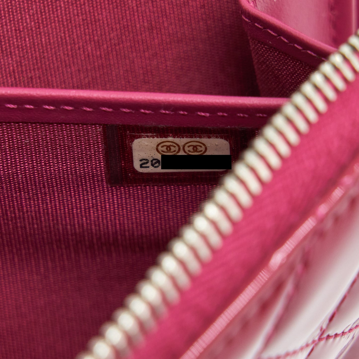 Chanel Long Zip Wallet Patent Fuchsia