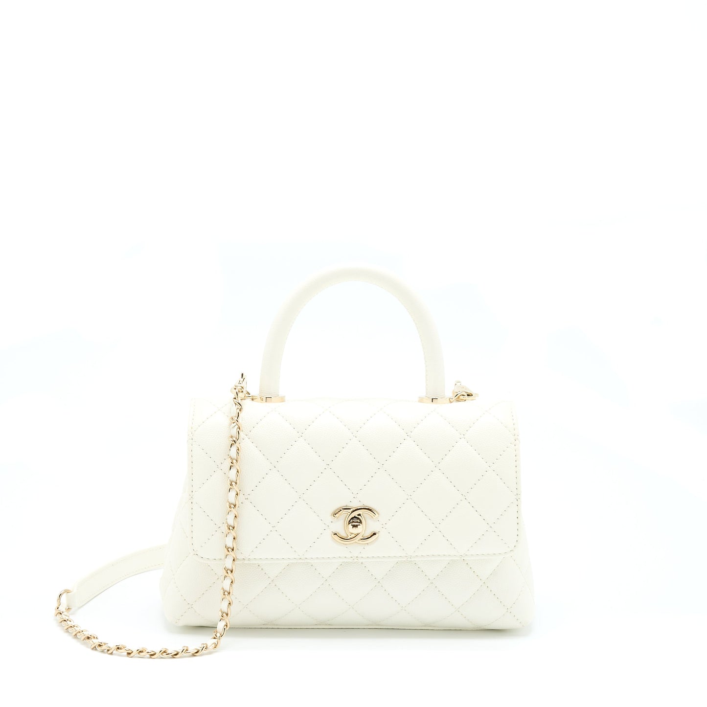 Chanel Small Coco Handle Caviar White L