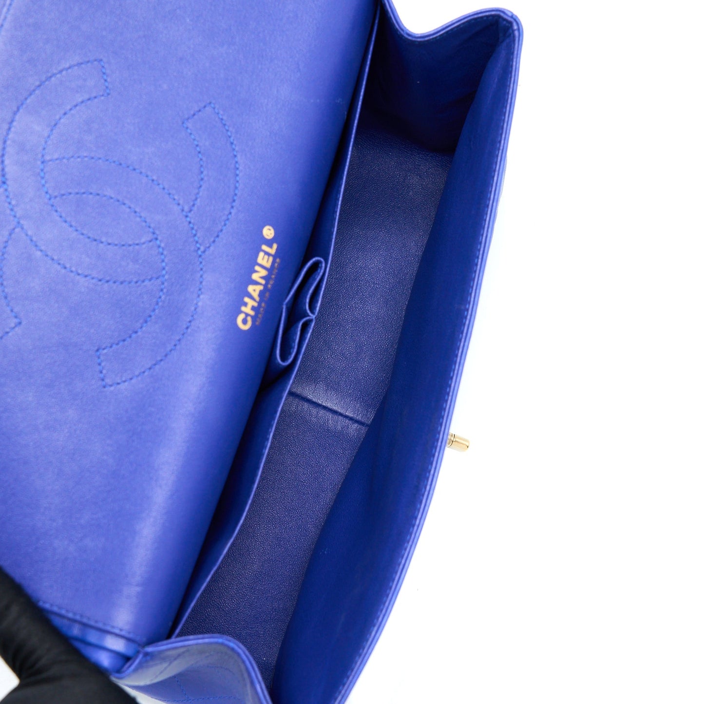 Chanel Jumbo Classic Double Flap Bag Lambskin Blue Brushed