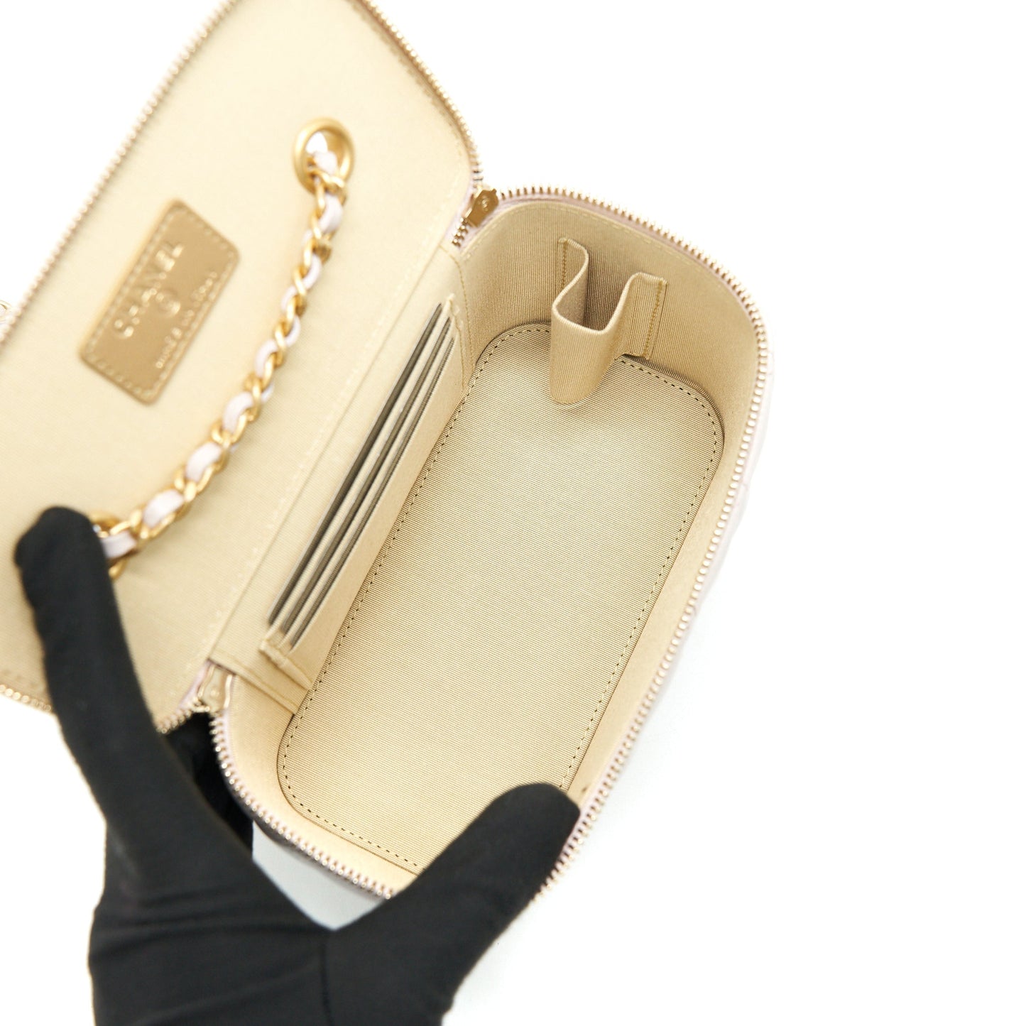 Chanel Pearl Crush Long Vanity On Chain Lambskin Light Purple
