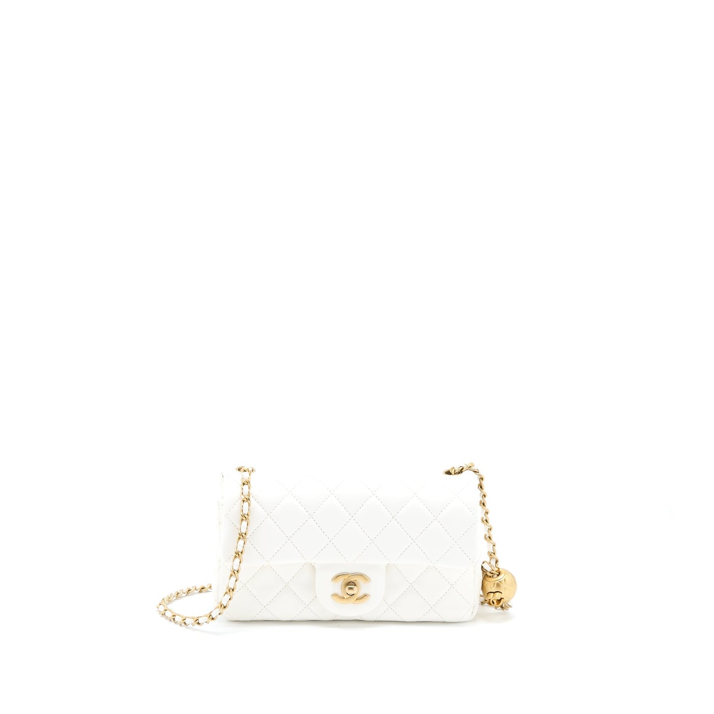 Chanel Pearl Crush Mini Rectangular Flap Bag Lambskin White