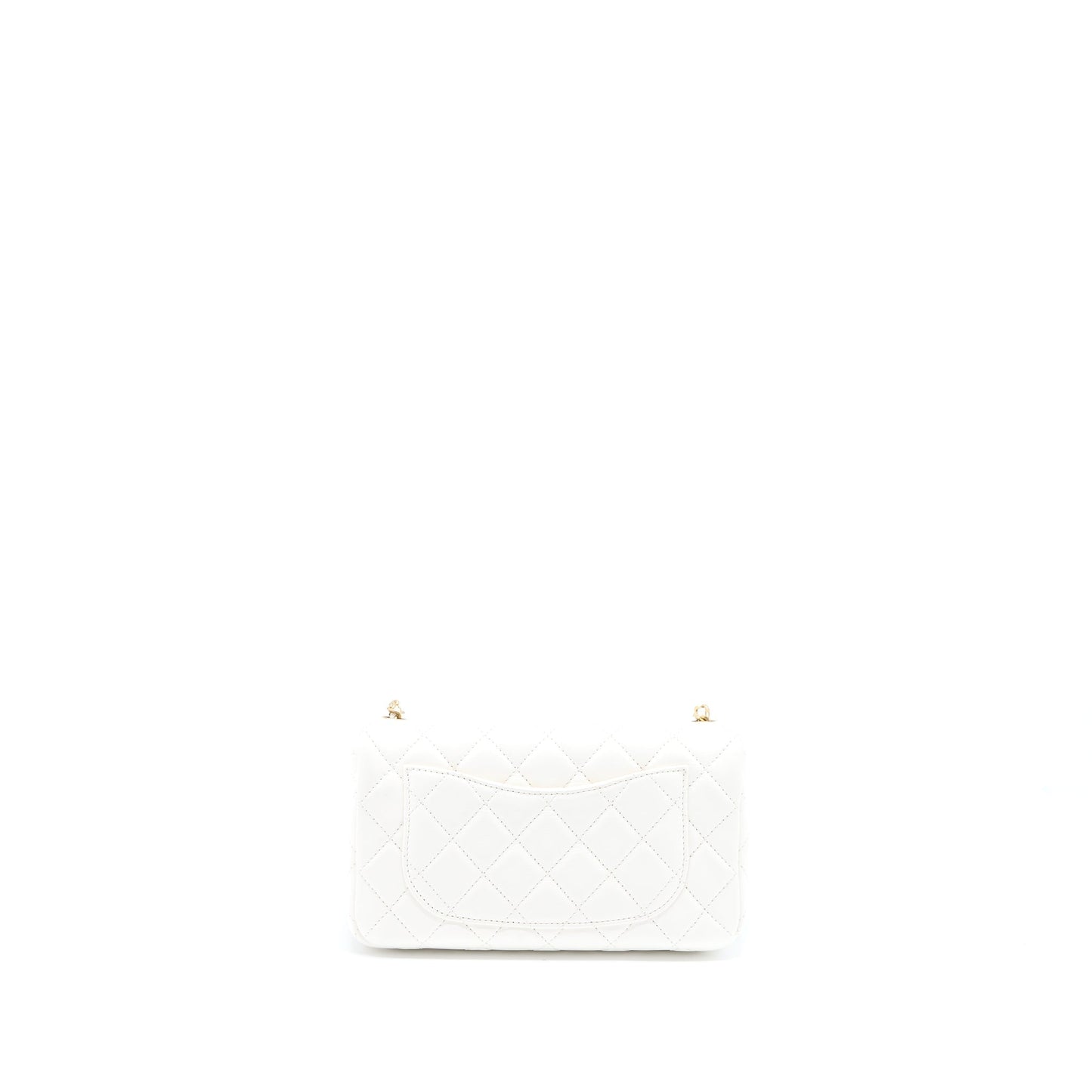 Chanel Pearl Crush Mini Rectangular Flap Bag Lambskin White