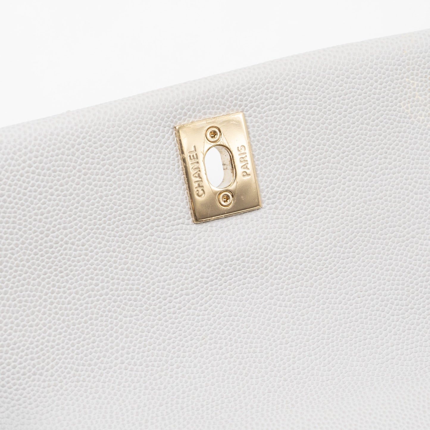 Chanel small coco handle caviar light grey L