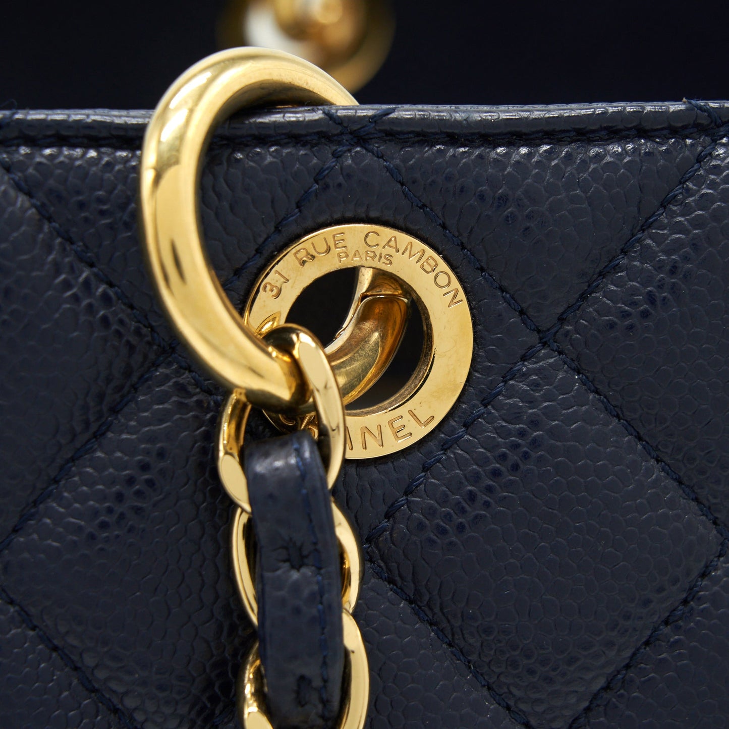 Chanel Grand Shopping Tote XL Caviar Navy Blue
