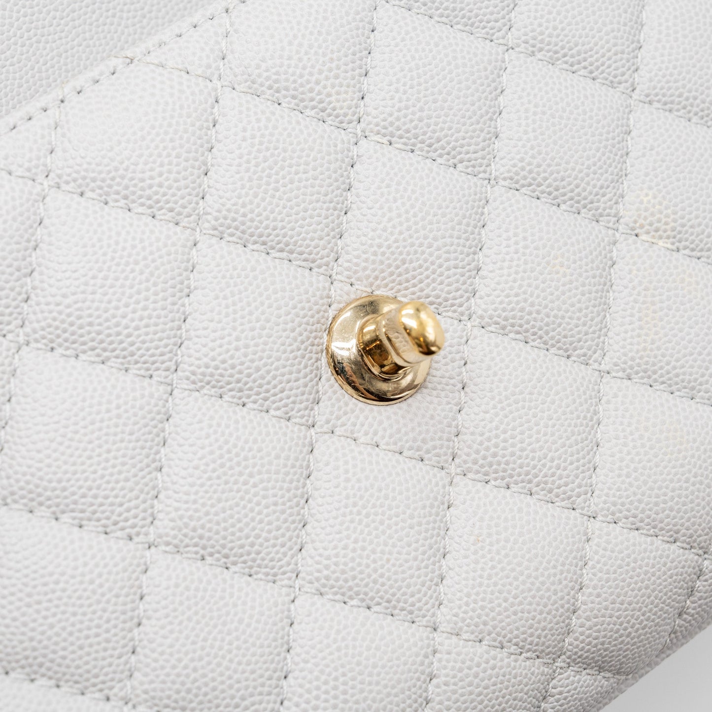 Chanel small coco handle caviar light grey L