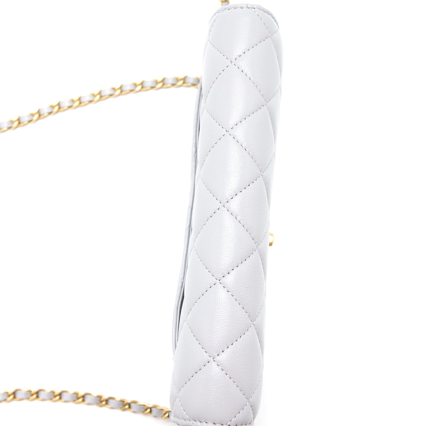 Chanel Pearl Crush Wallet on Chain Lambskin Light Grey  (Microchip)