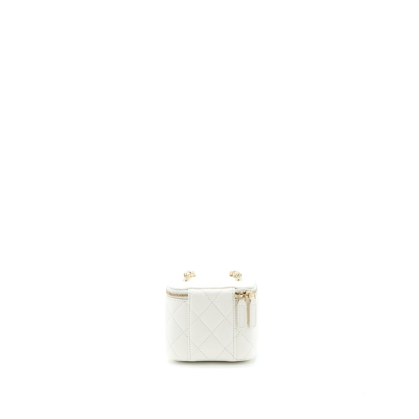 Chanel 23C Pearl Crush Mini Vanity with Chain Lambskin White L (Microchip)