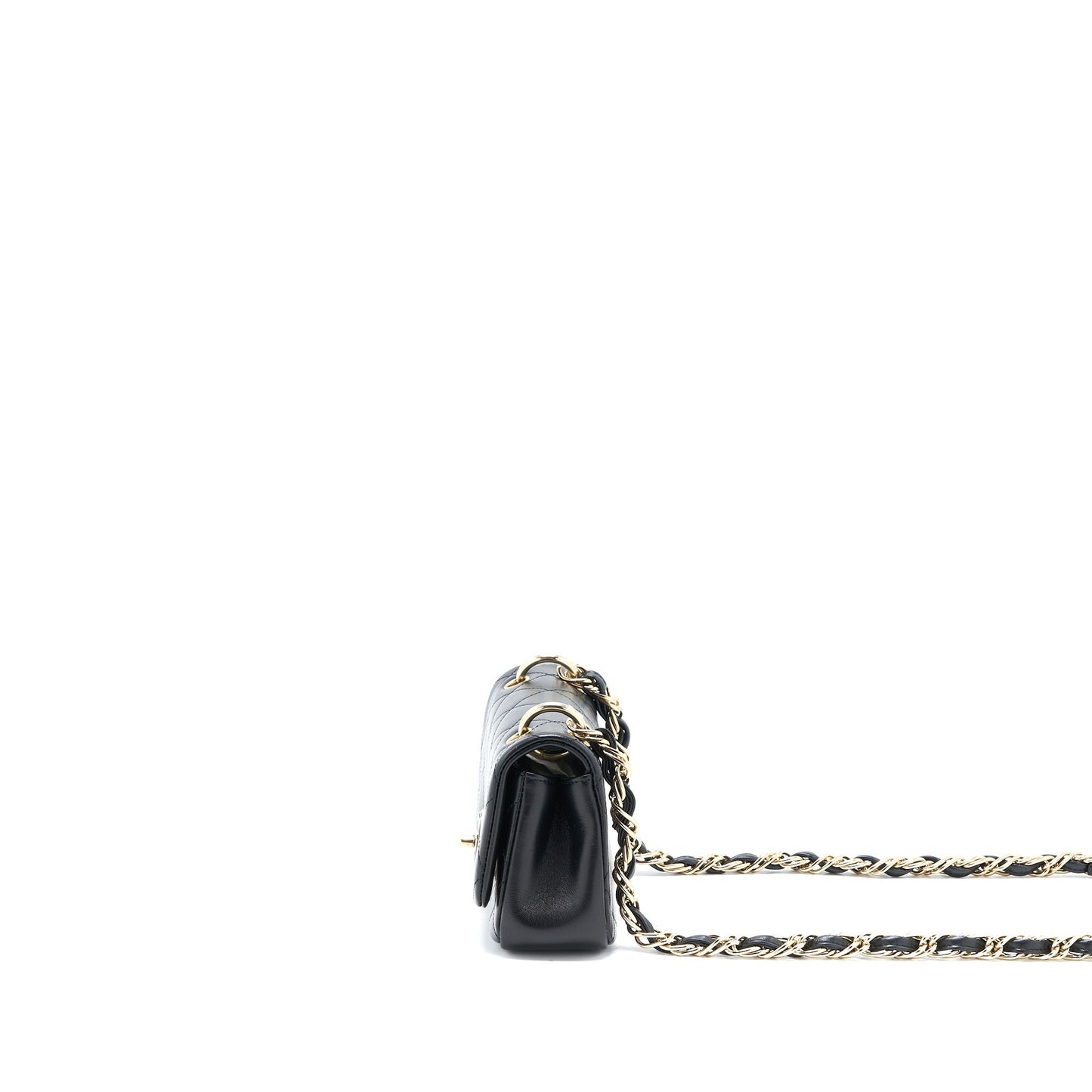 Chanel Enamel CC Logo Quilted Rectangular Flap Bag Lambskin Black L
