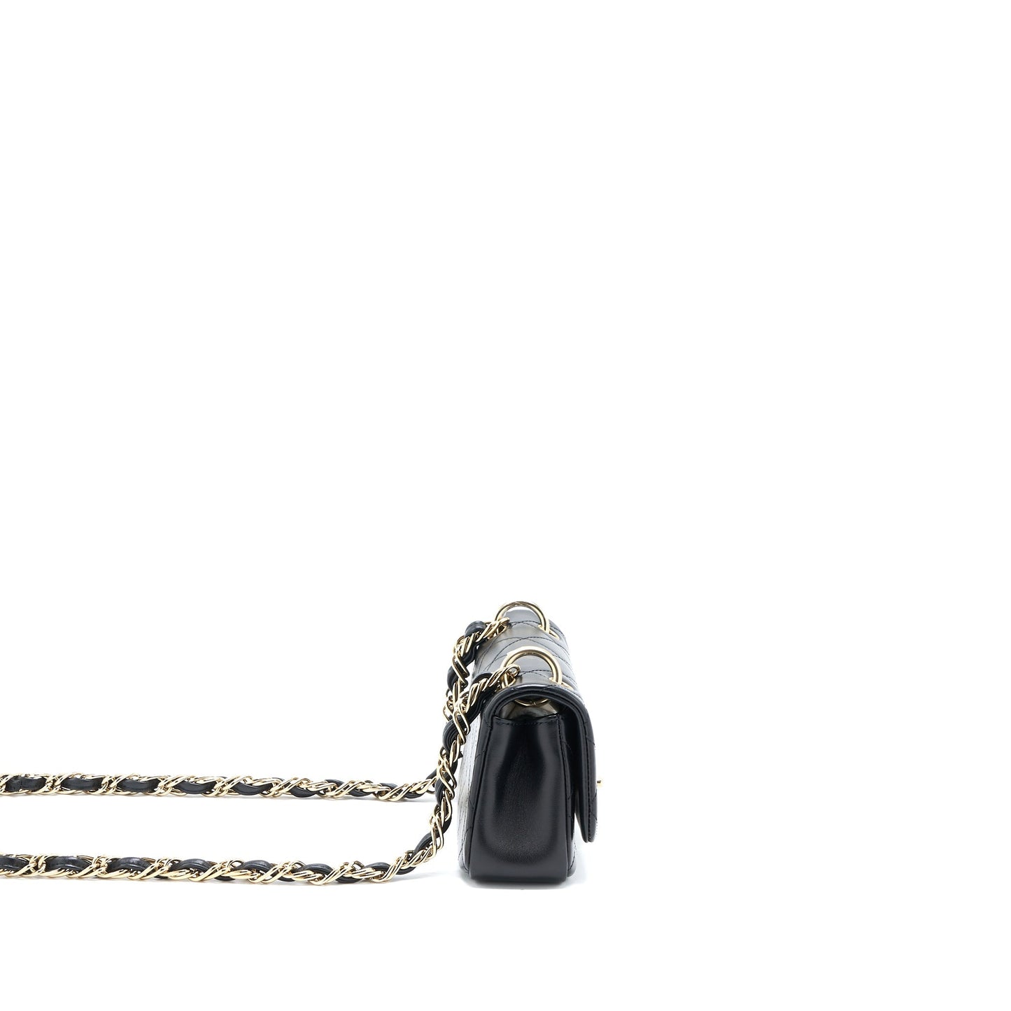 Chanel Enamel CC Logo Quilted Rectangular Flap Bag Lambskin Black L