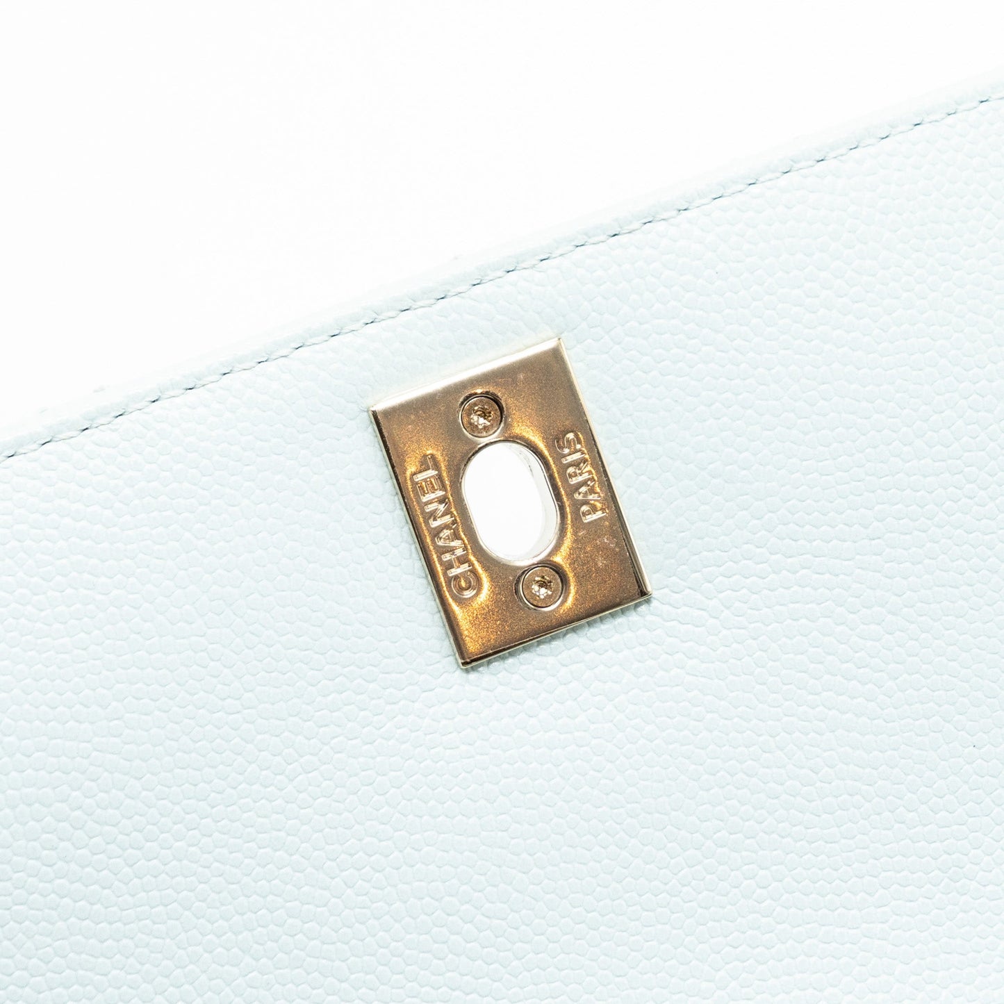 Chanel small coco handle caviar light blue L (microchip)
