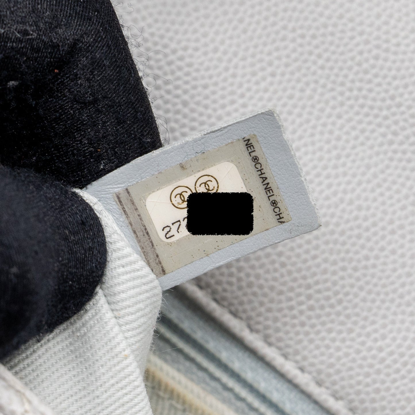 Chanel small coco handle caviar light grey L
