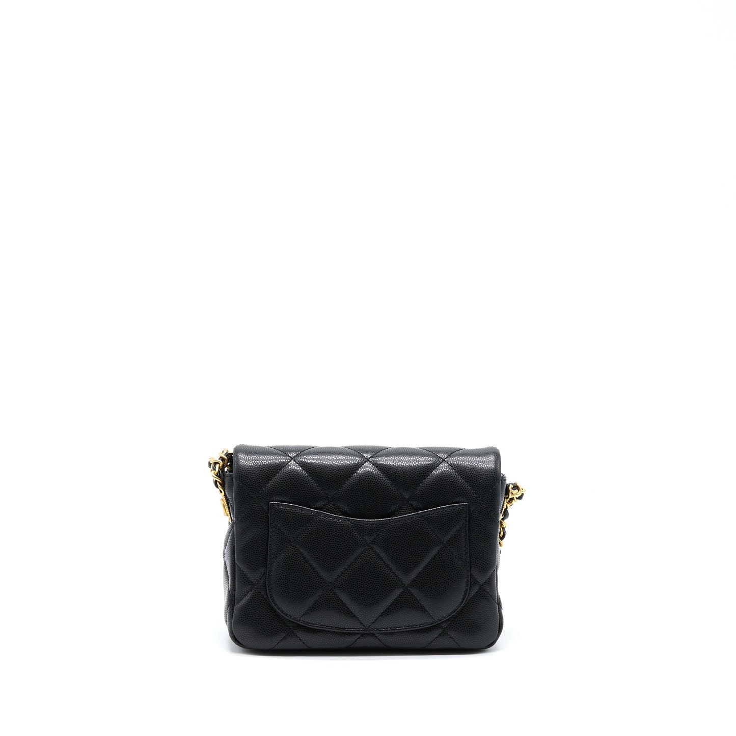 Chanel 22A Mini Square Flap Bag Caviar Black Brushed