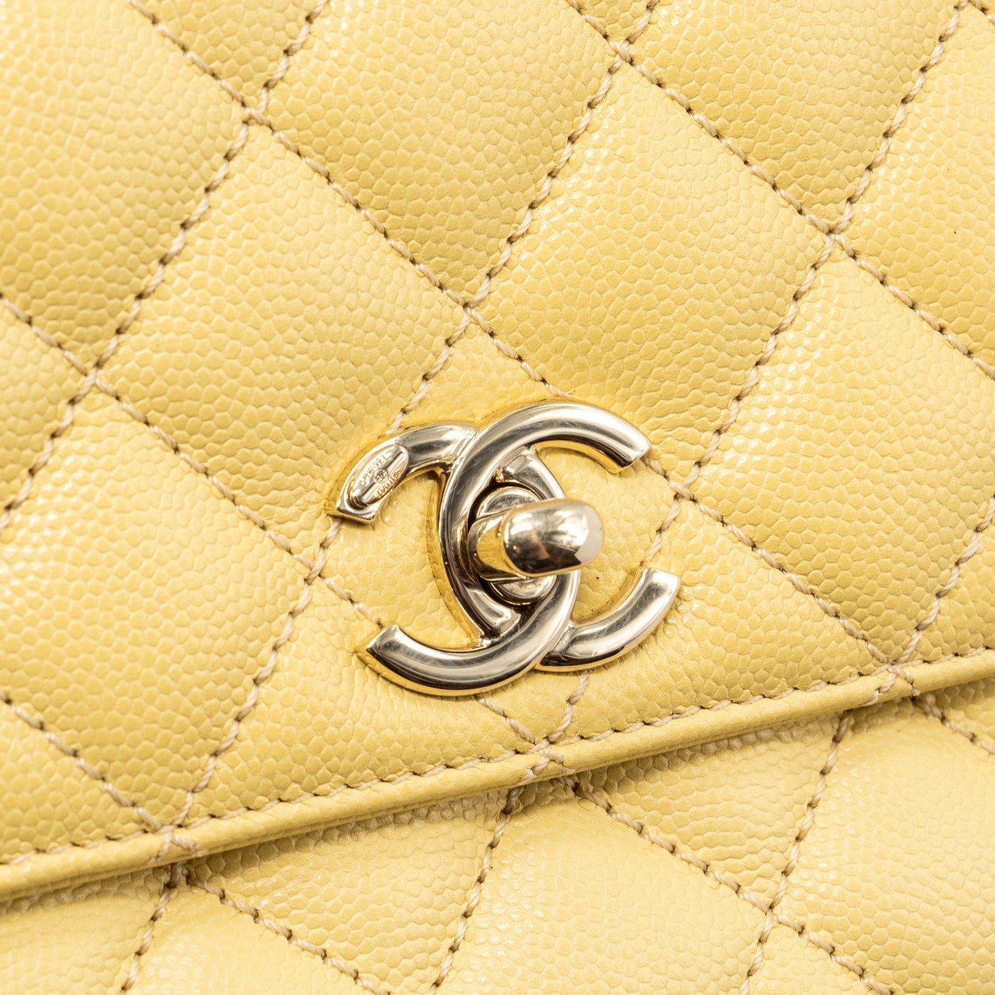 Chanel small coco handle caviar 22P light yellow L (microchip)