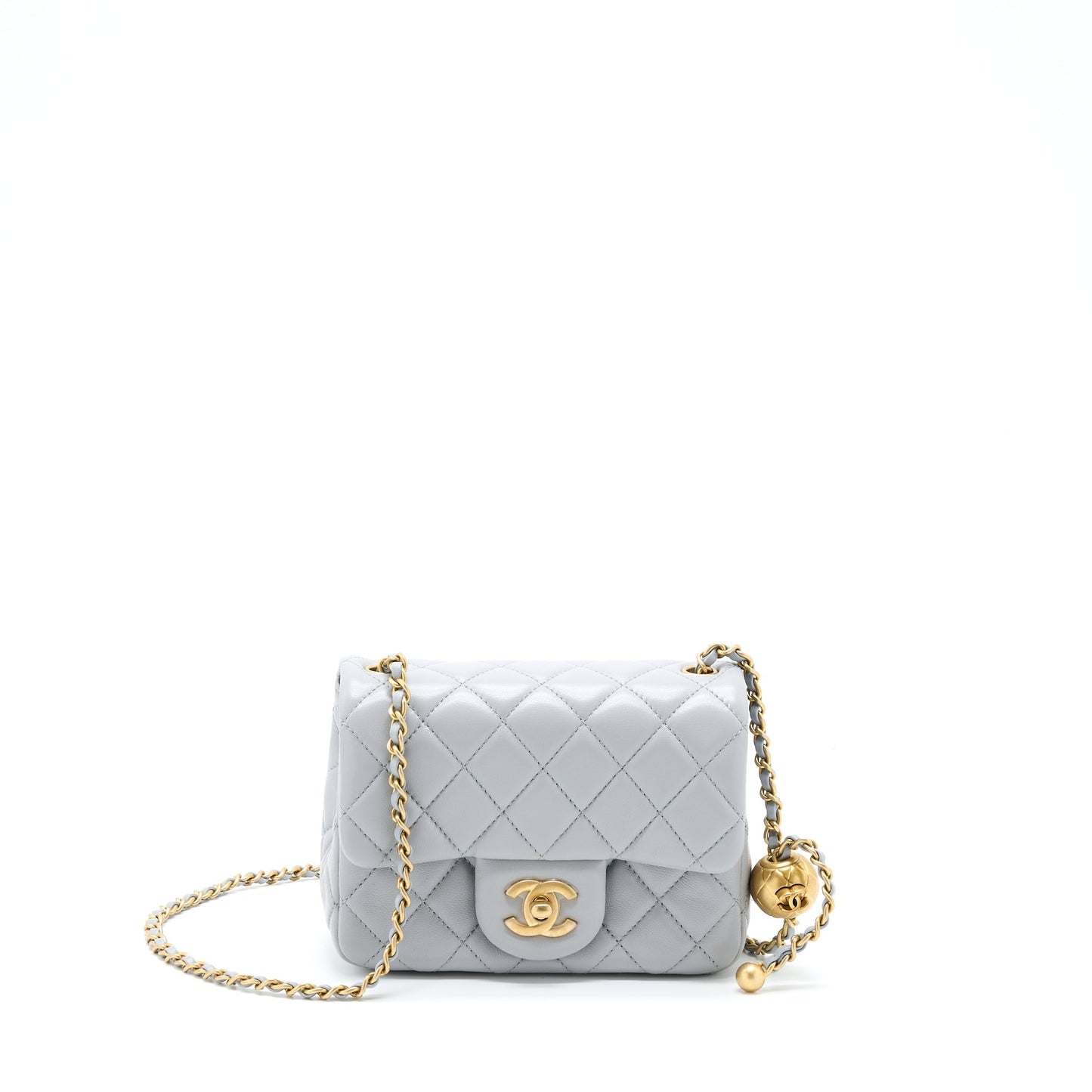 Chanel Pearl Crush Mini Square Flap Bag Lambskin Grey