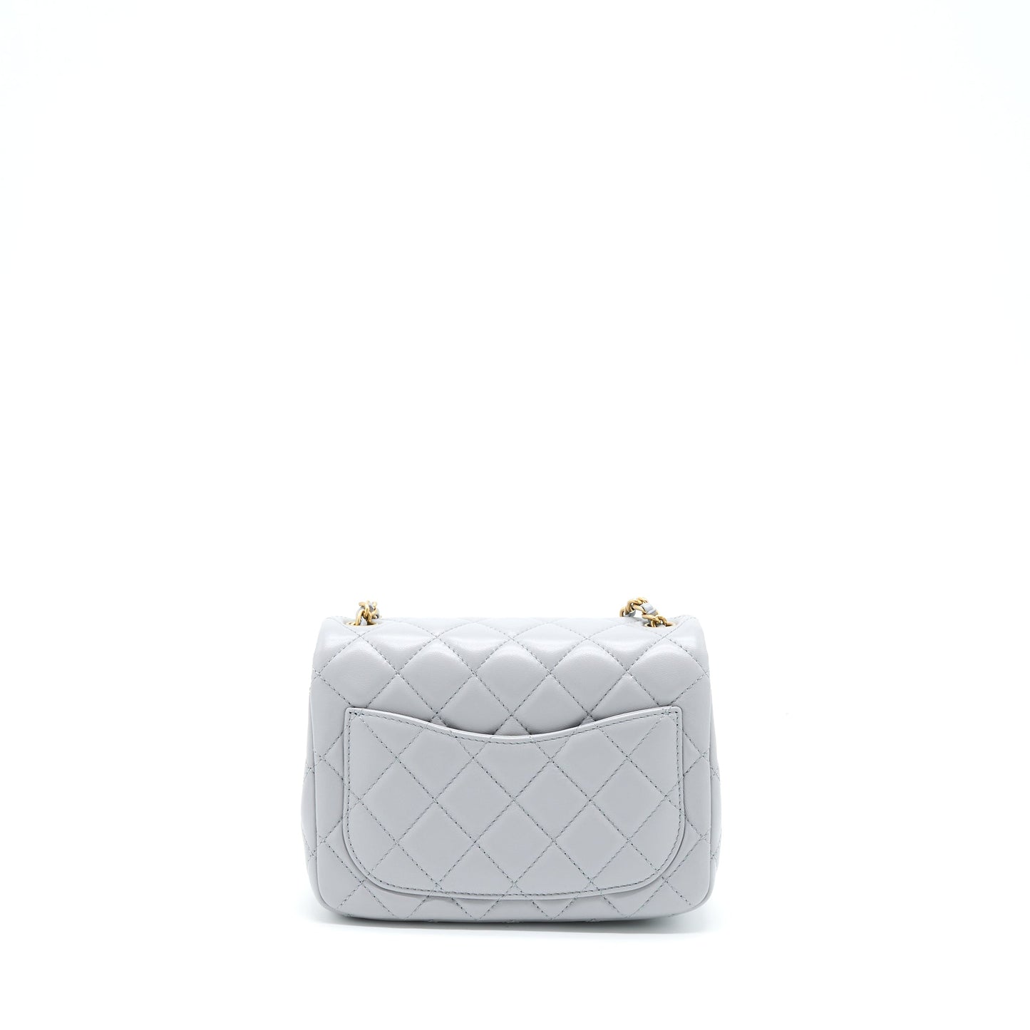 Chanel Pearl Crush Mini Square Flap Bag Lambskin Grey