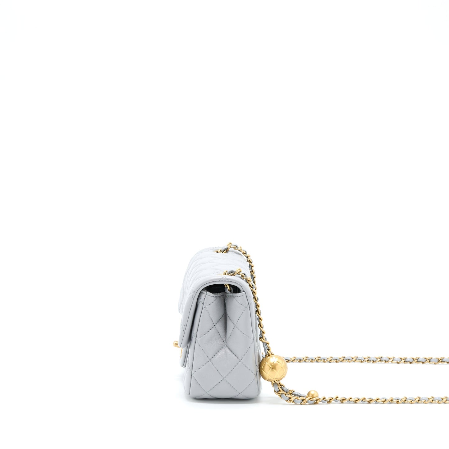 Chanel Pearl Crush Mini Square Flap Bag Lambskin Grey