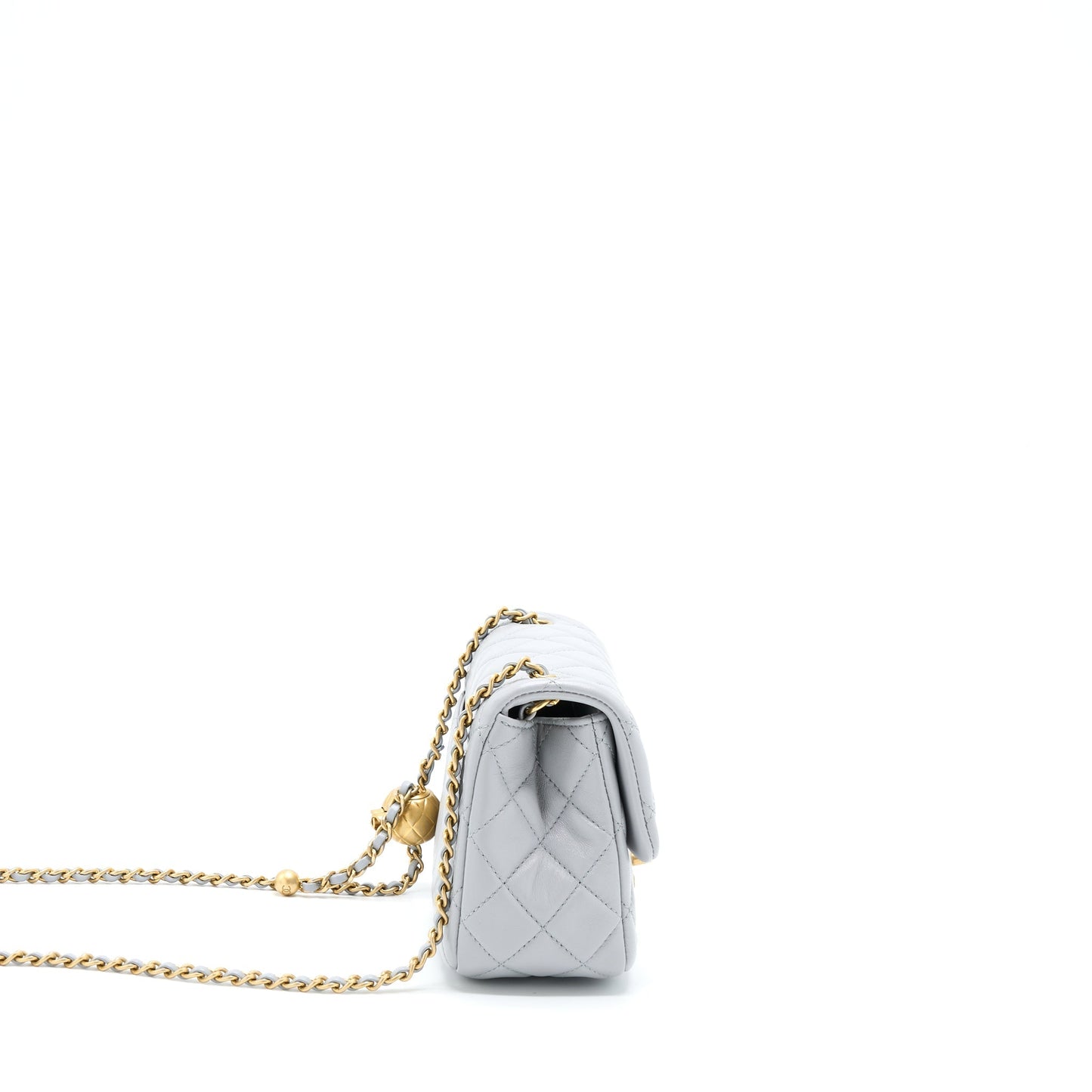 Chanel Pearl Crush Mini Square Flap Bag Lambskin Grey
