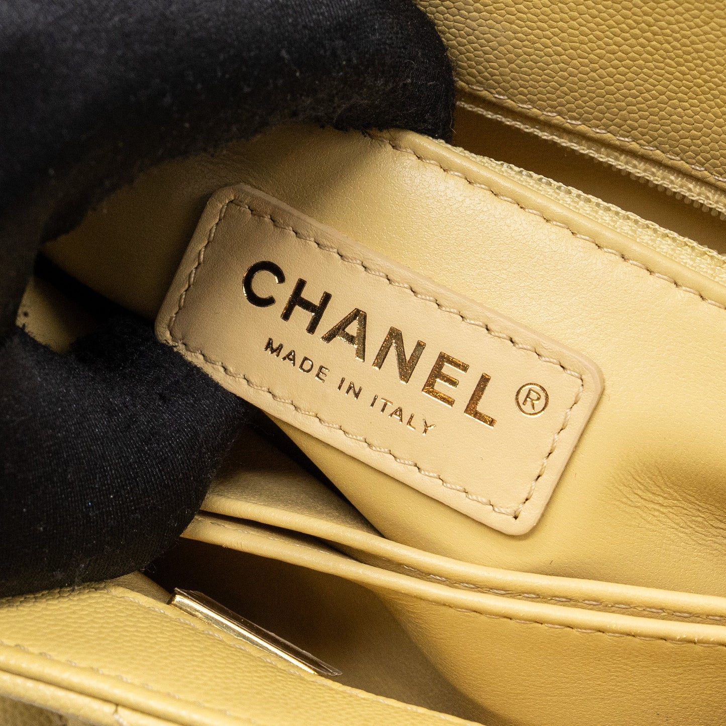 Chanel small coco handle caviar 22P light yellow L (microchip)