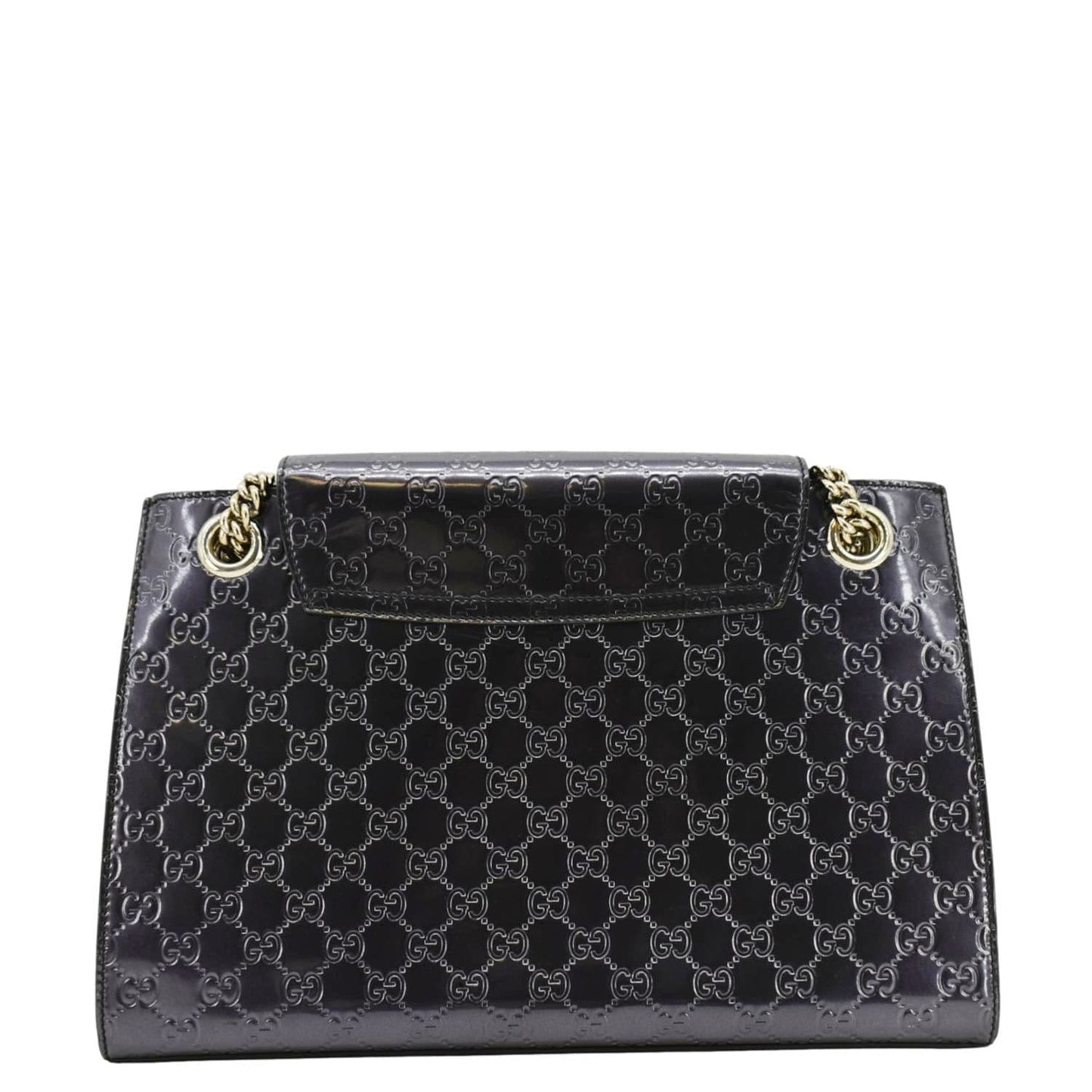 GUCCI Emily Large Guccissima Patent Leather Shoulder Bag Dark Violet 295403
