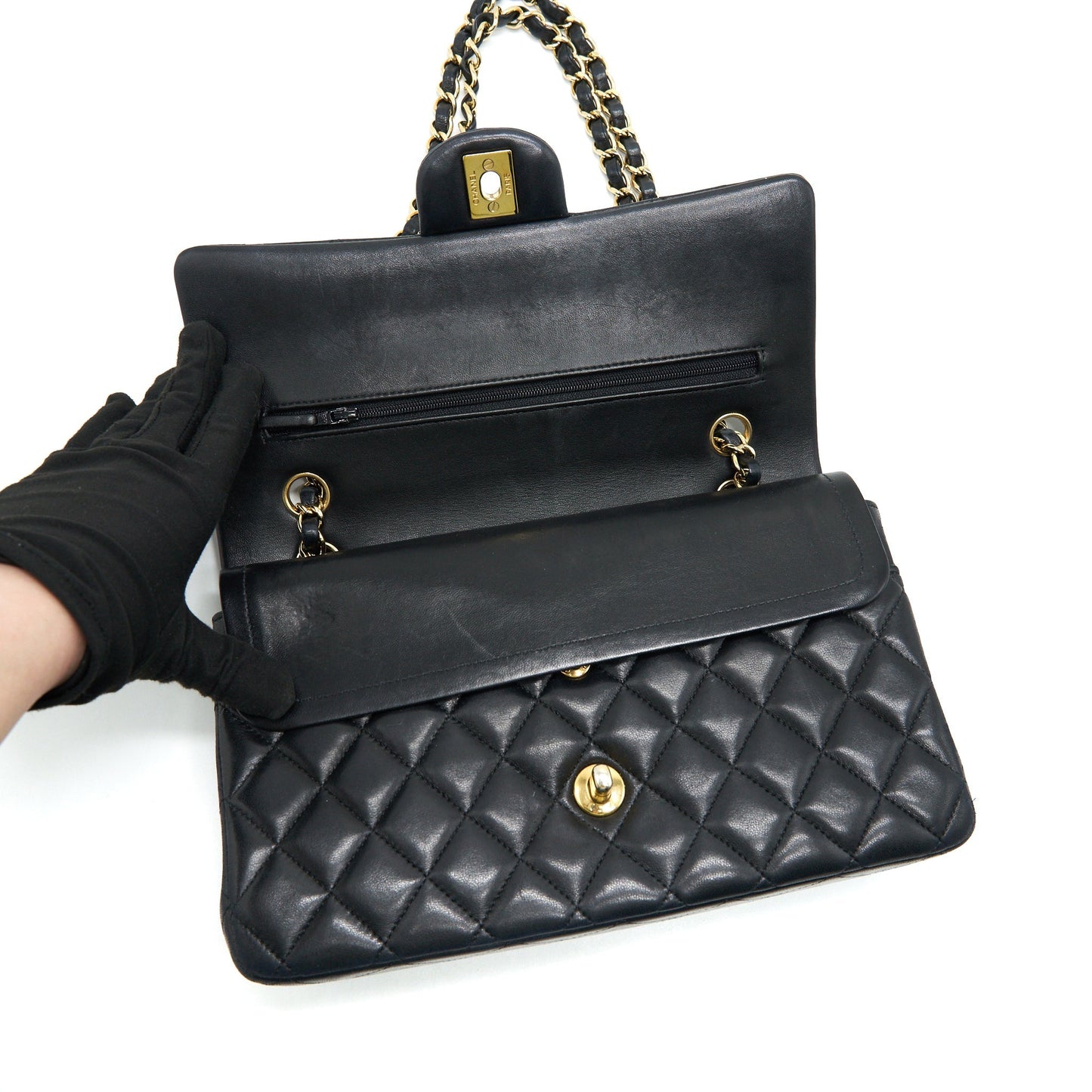Chanel Classic Double Flap Bag Lambskin Medium Black  serial 19