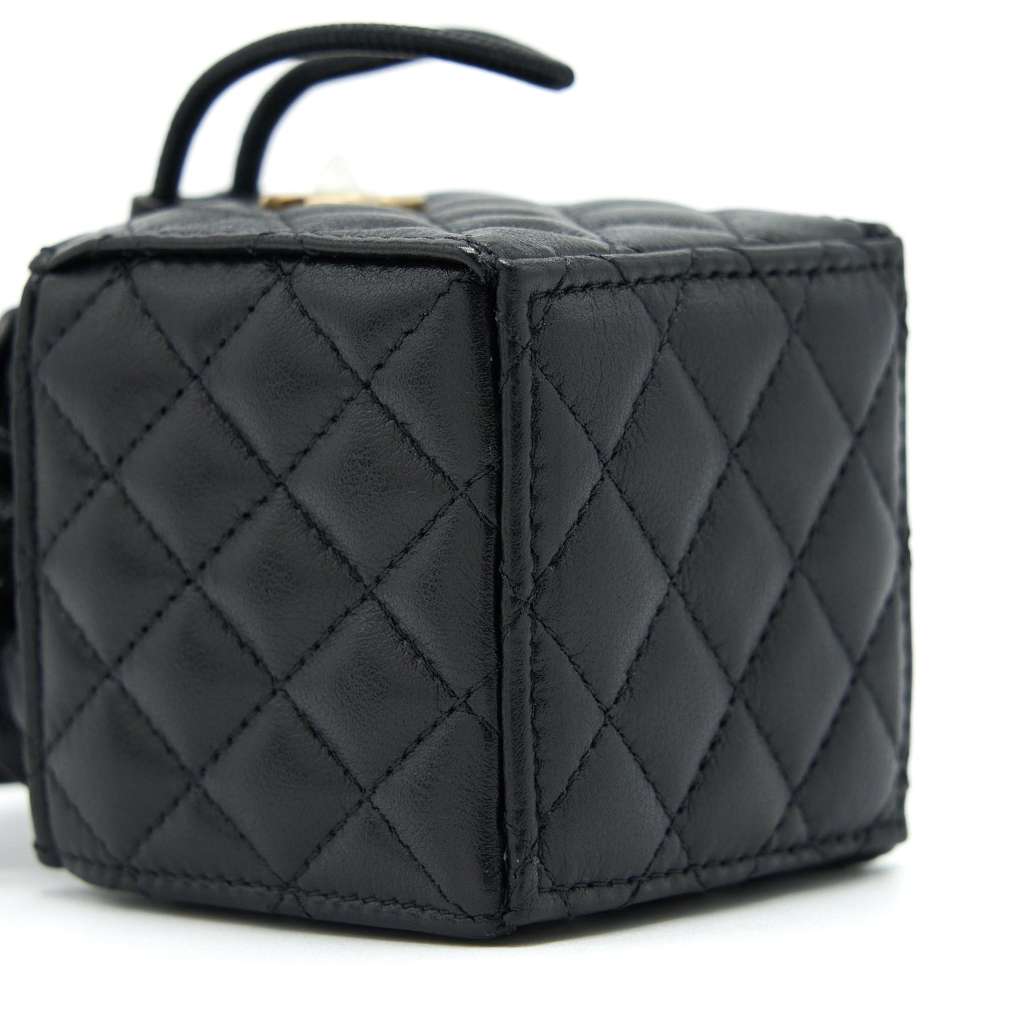 Chanel Mini Vanity Pouch With Chain Lambskin Black