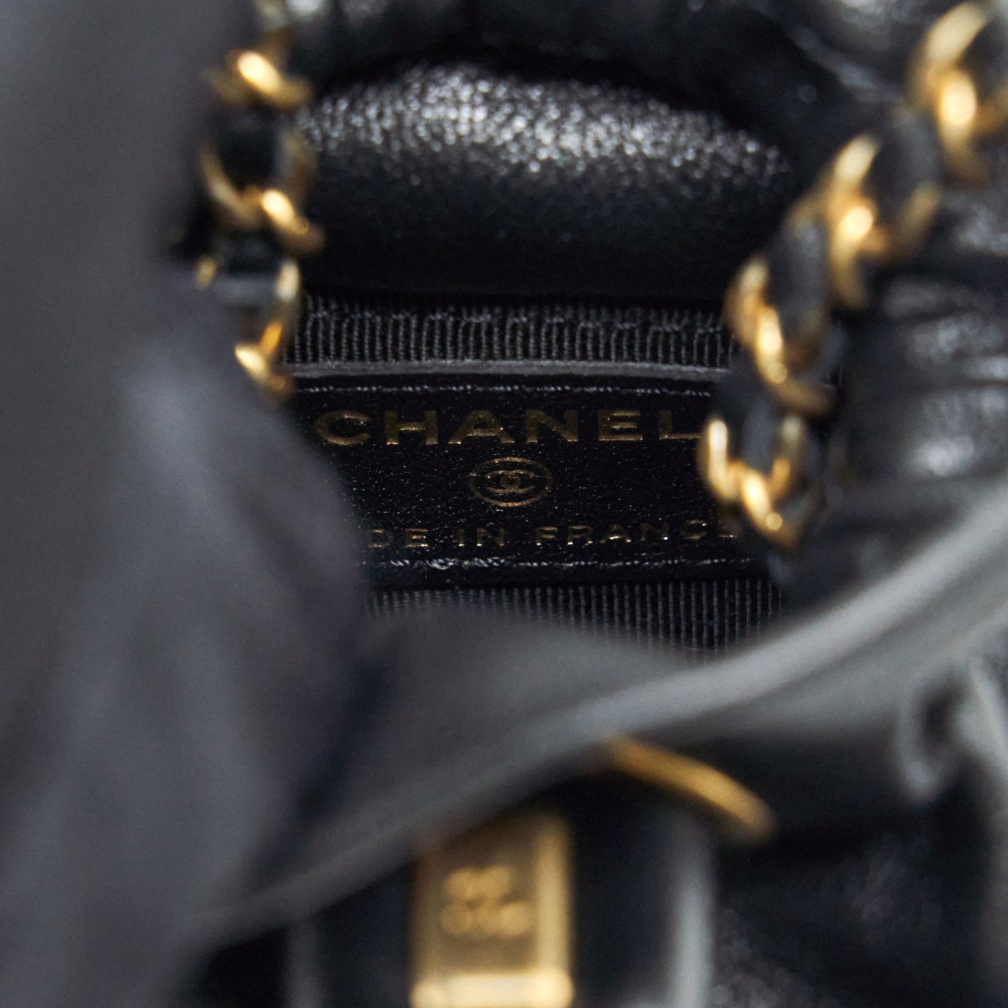Chanel Mini Vanity Pouch With Chain Lambskin Black