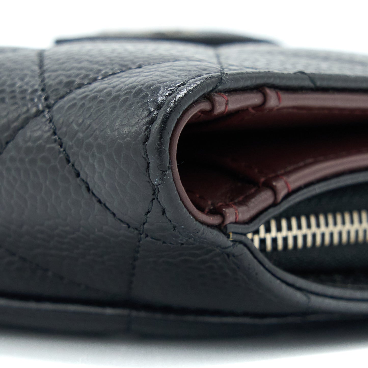 Chanel Compact Zipper Wallet Caviar Black
