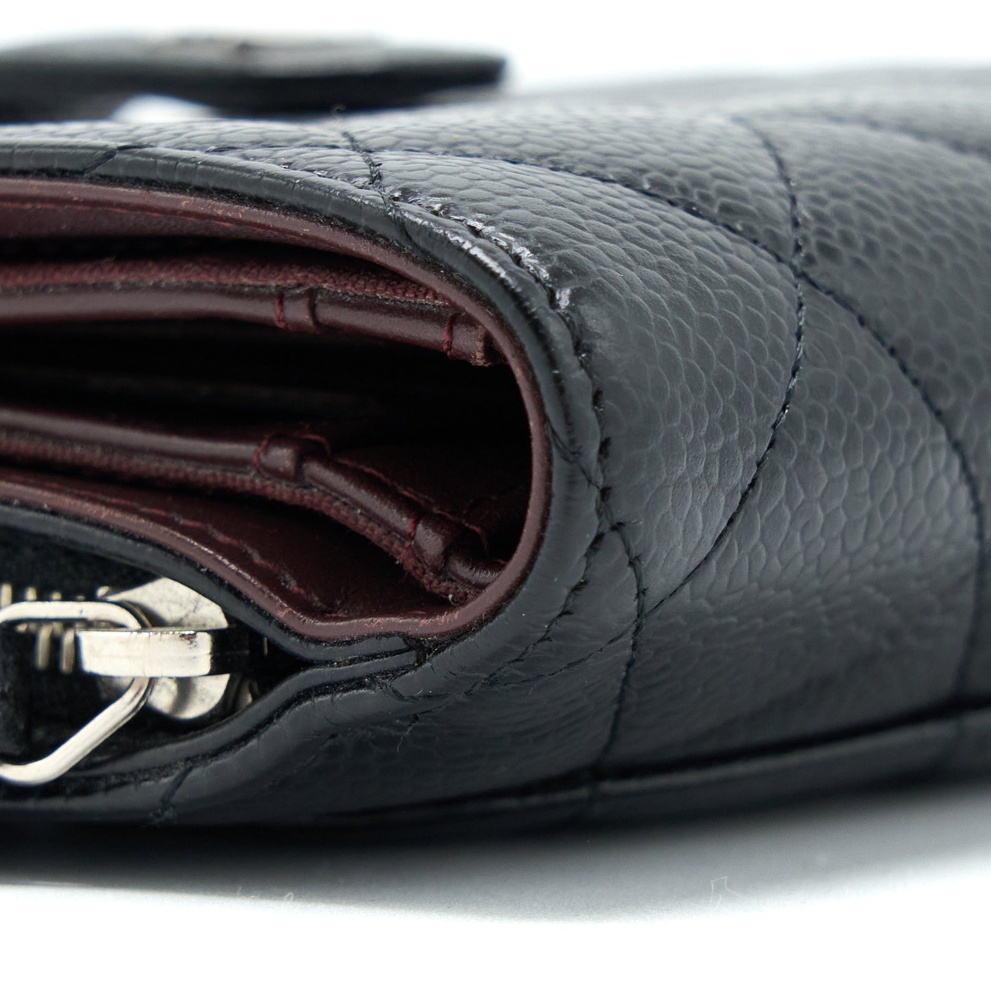 Chanel Compact Zipper Wallet Caviar Black