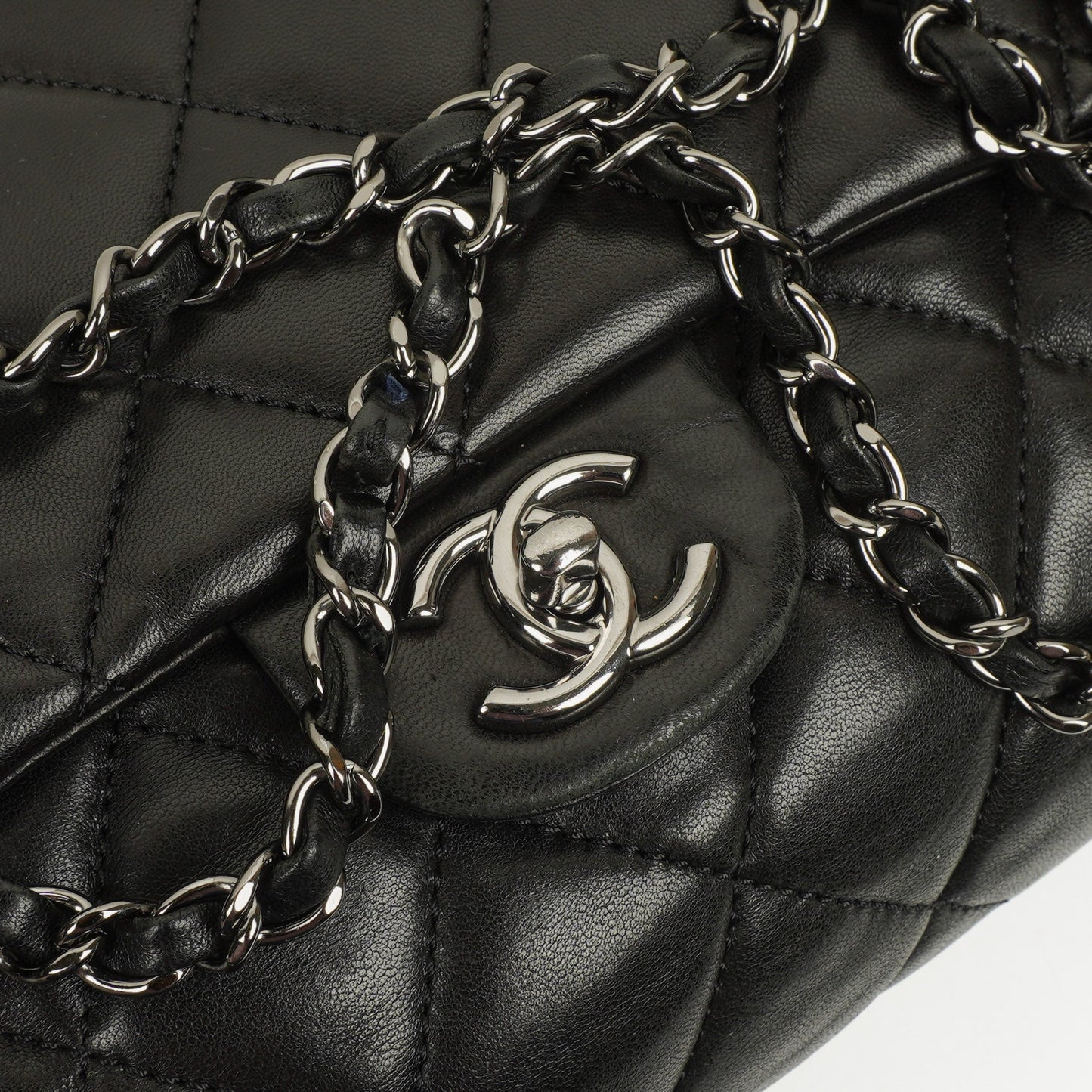 Chanel Black Quilted Lambskin Maxi 3 Accordion Flap Bag