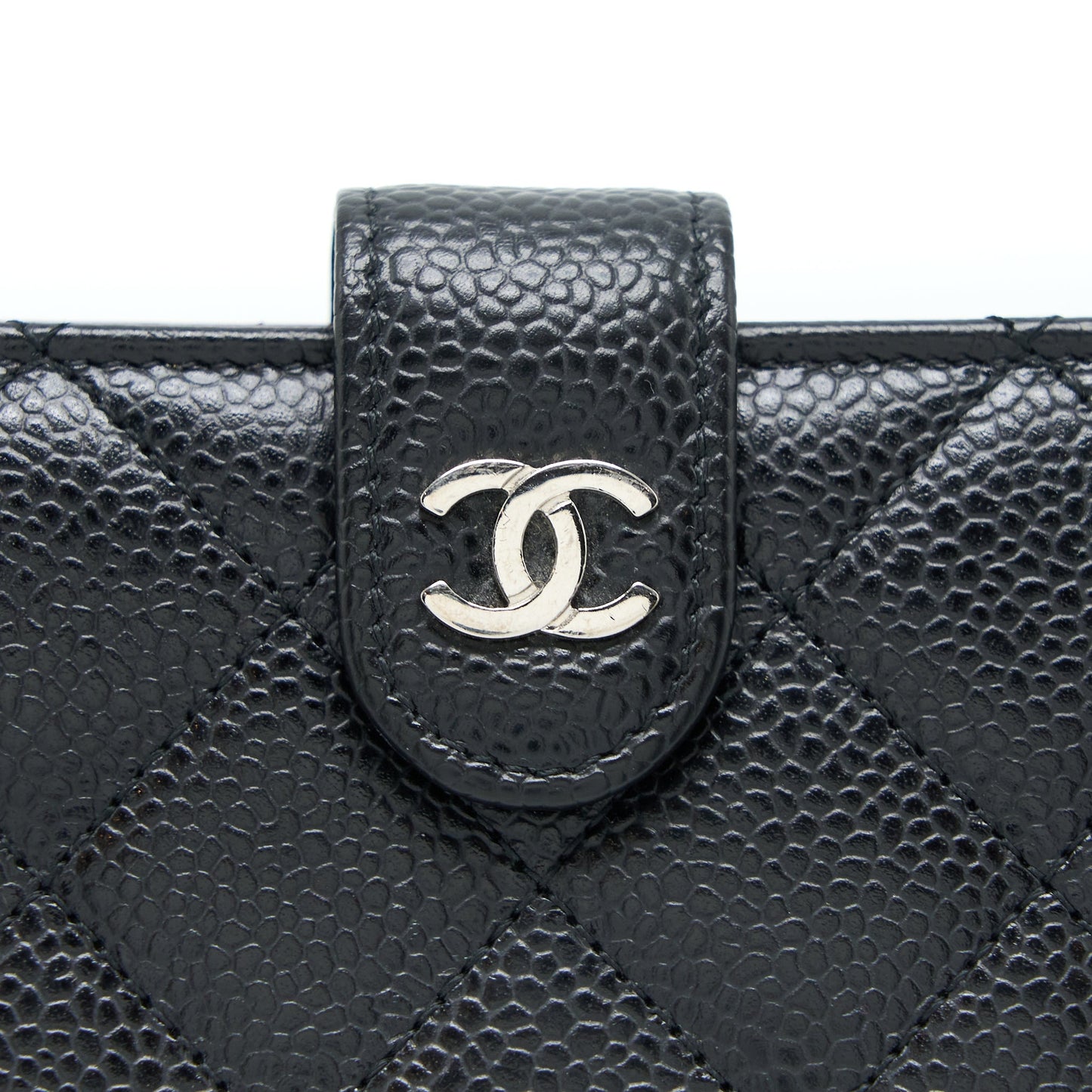 Chanel Compact Zipper Wallet Caviar Black