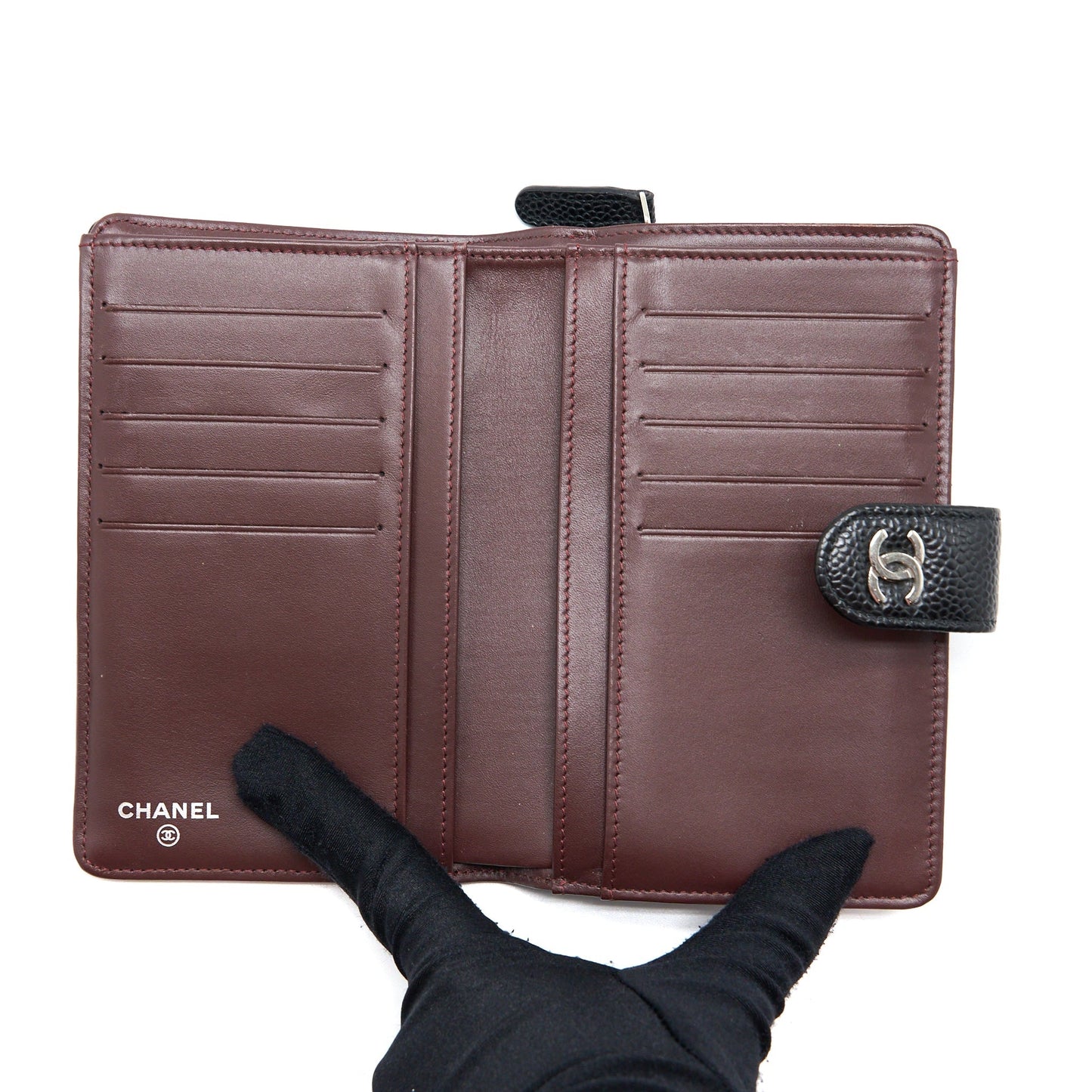 Chanel Compact Zipper Wallet Caviar Black