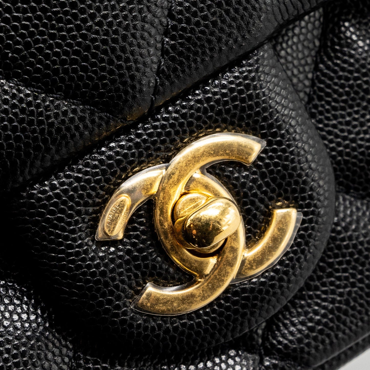 Chanel 23C flap bag with cc logo chain caviar black  (microchip)