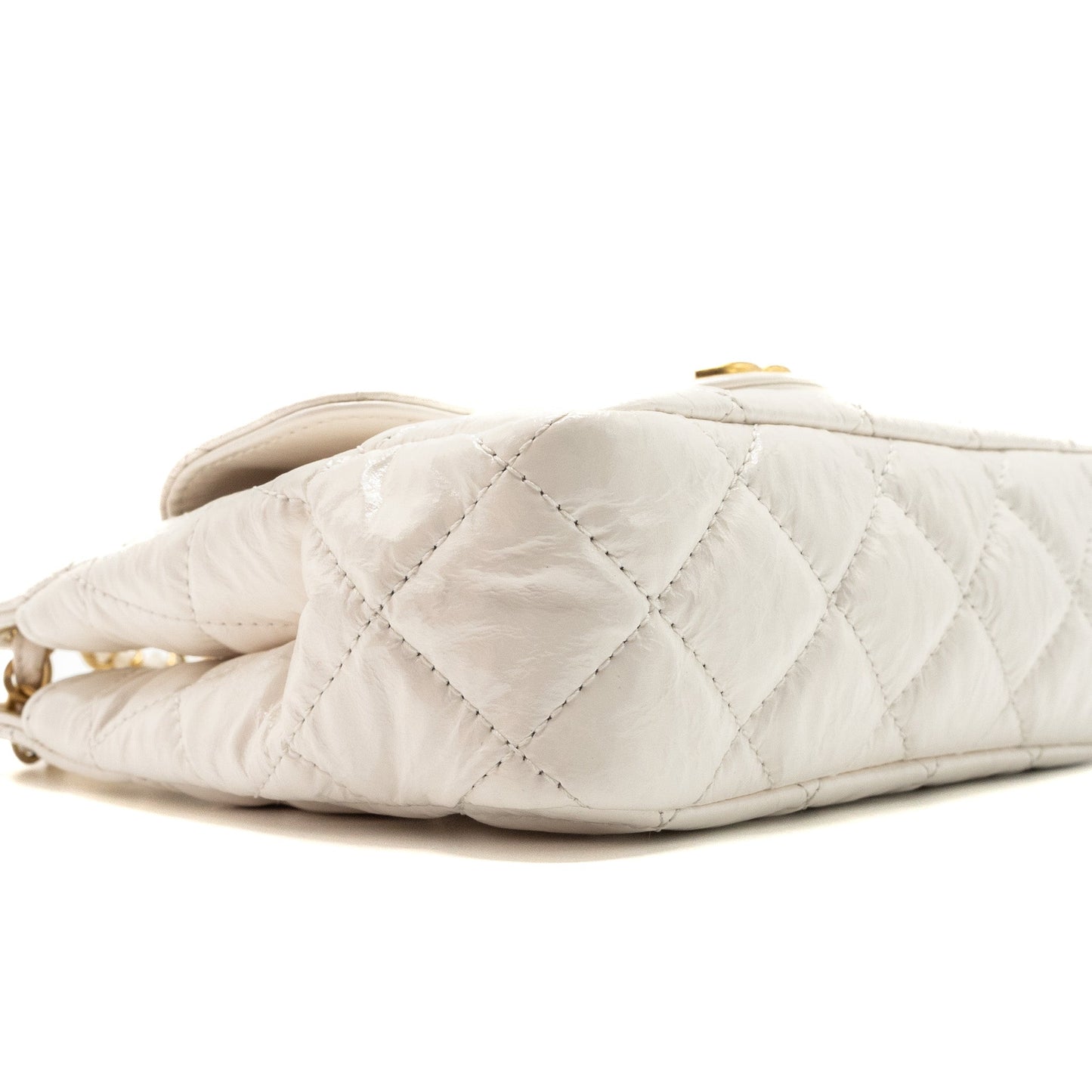 Chanel 23b Small Hobo Bag Shiny Calfskin White Brushed (Microchip)