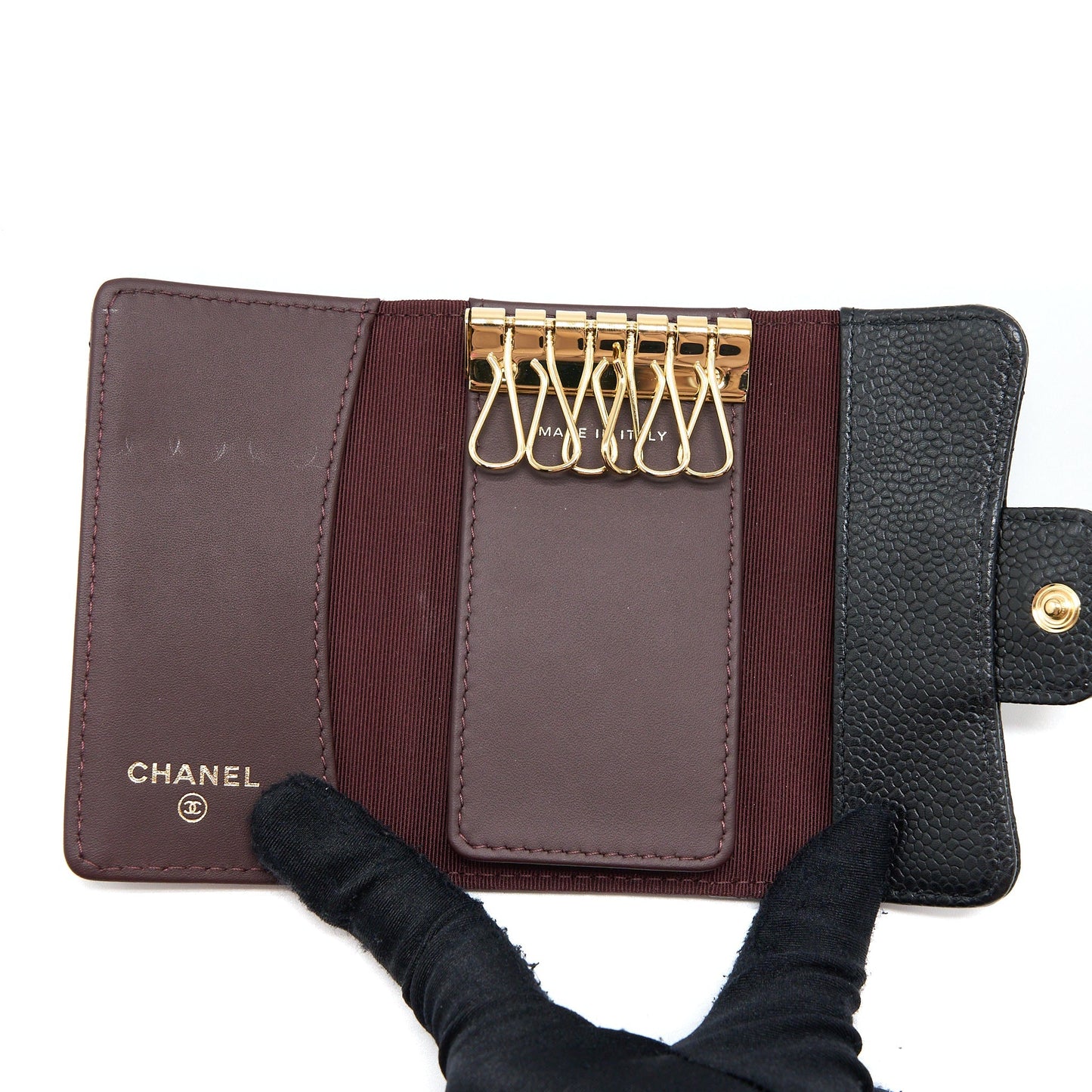 Chanel Flap Key Holder Caviar Black