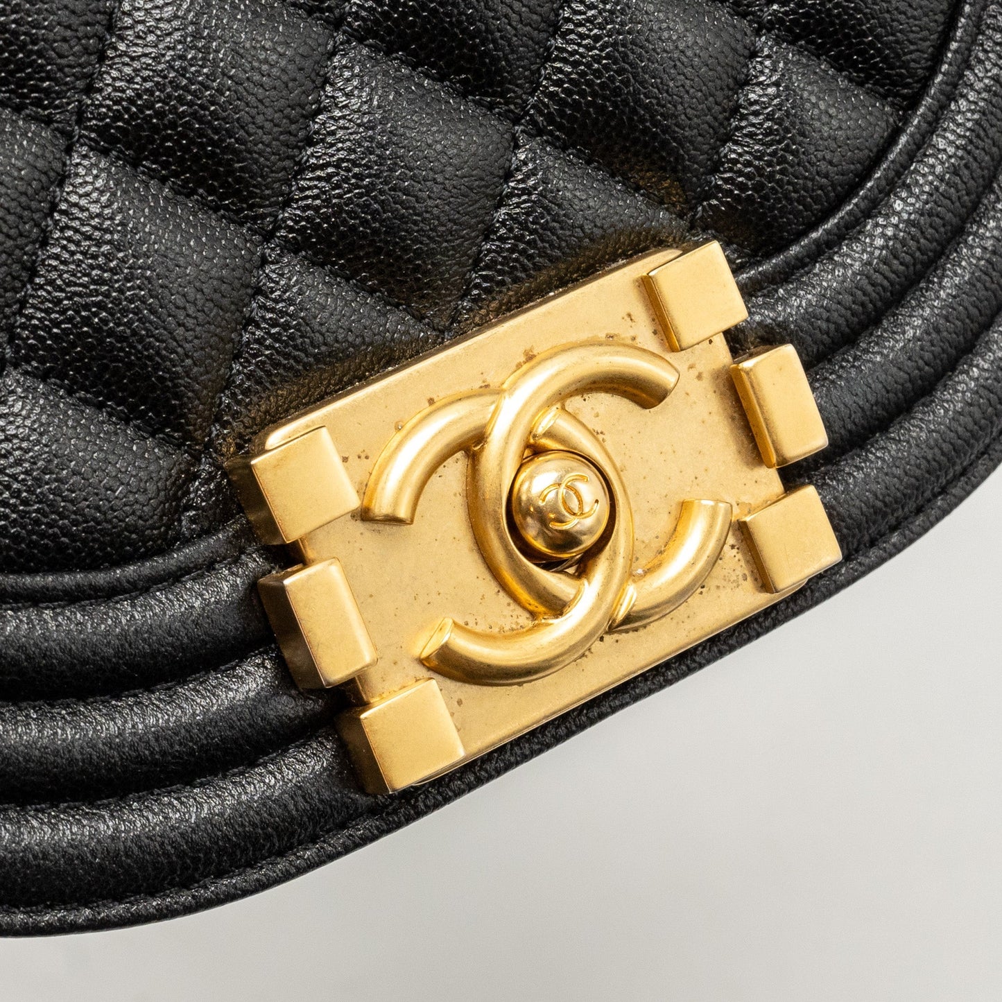 Chanel 22A Round Boy Messenger Bag Caviar Black  (Microchip)