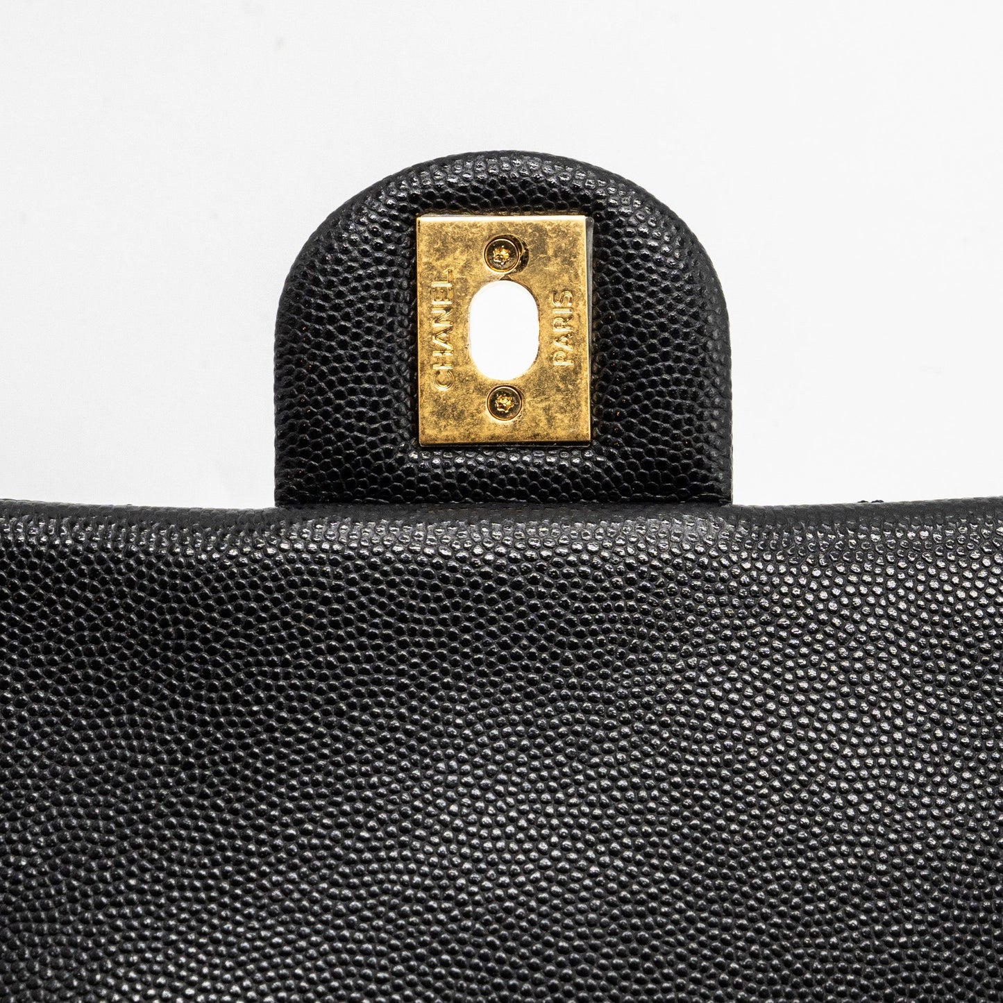 Chanel 23C flap bag with cc logo chain caviar black  (microchip)