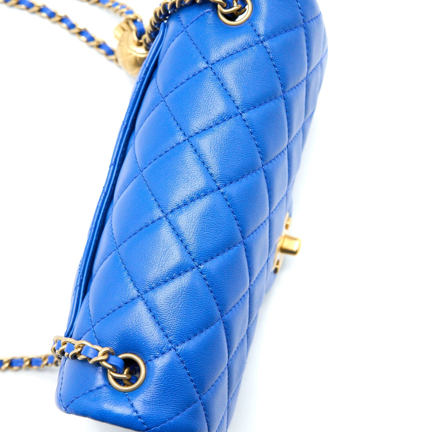 Chanel Pearl Crush Mini Rectangular Lambskin Blue Brushed  (Microchip)