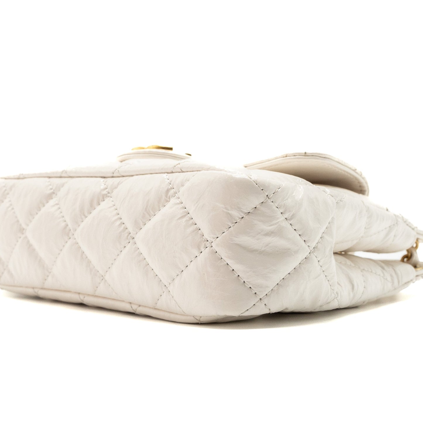 Chanel 23b Small Hobo Bag Shiny Calfskin White Brushed (Microchip)
