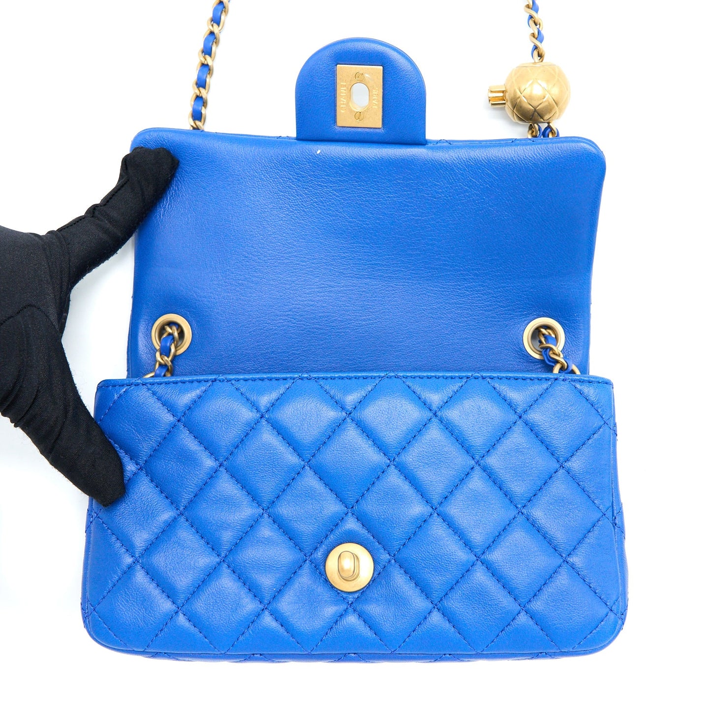 Chanel Pearl Crush Mini Rectangular Lambskin Blue Brushed  (Microchip)