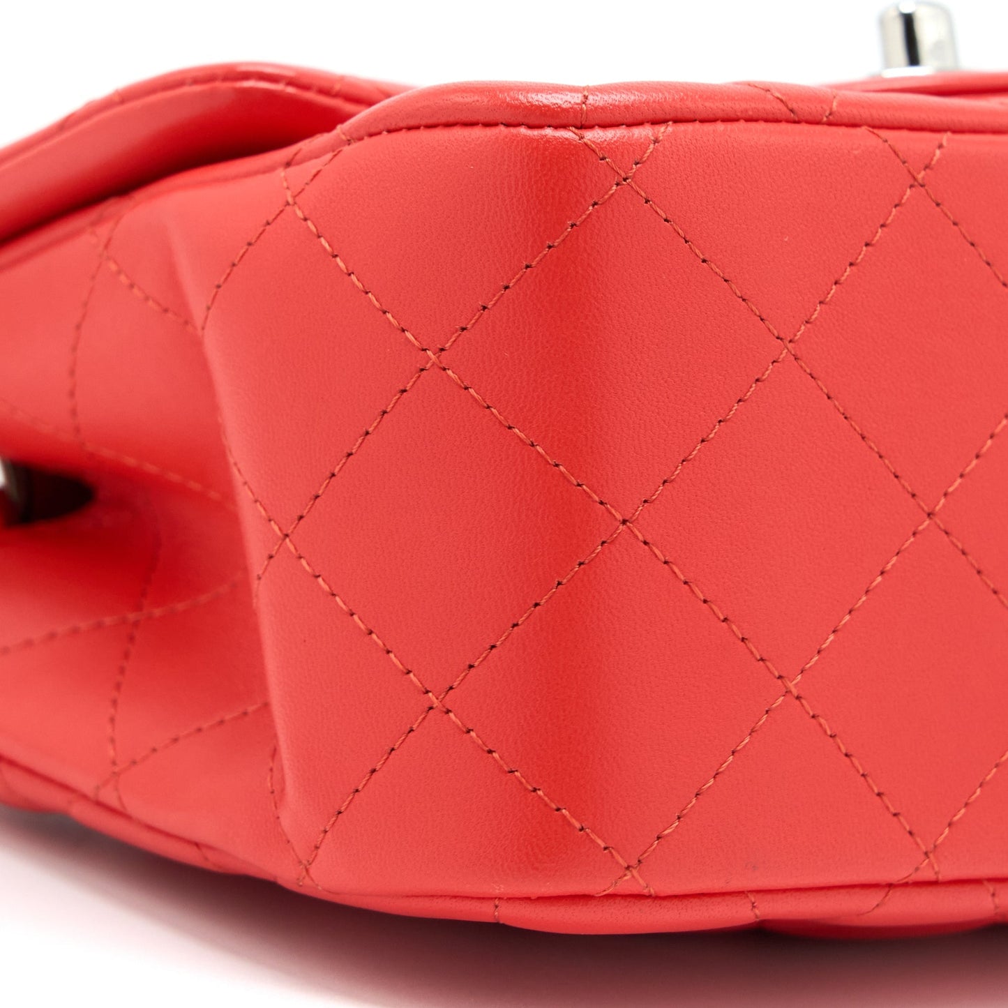 Chanel Mini Square Flap Bag Lambskin Orange Red