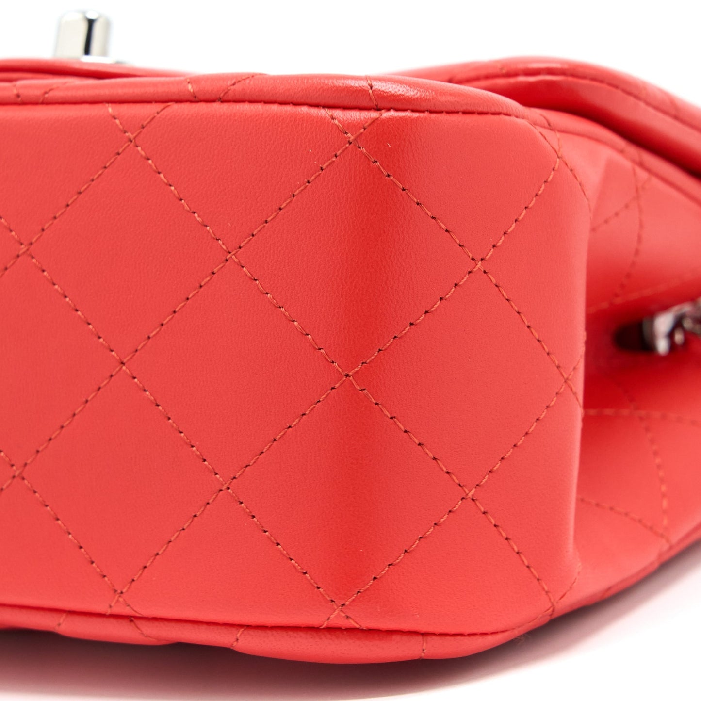 Chanel Mini Square Flap Bag Lambskin Orange Red