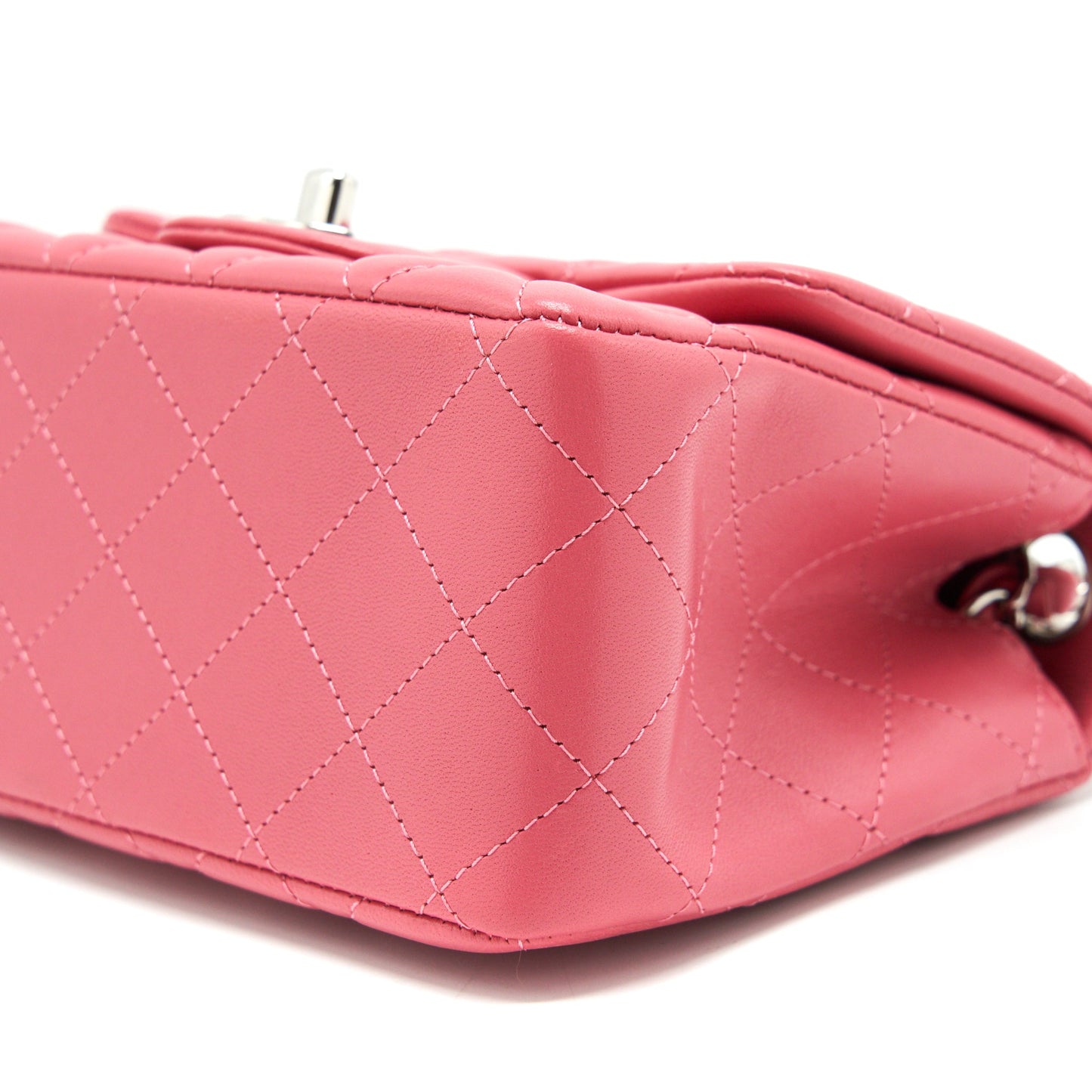 Chanel Mini Square Flap Bag Lambskin Pink
